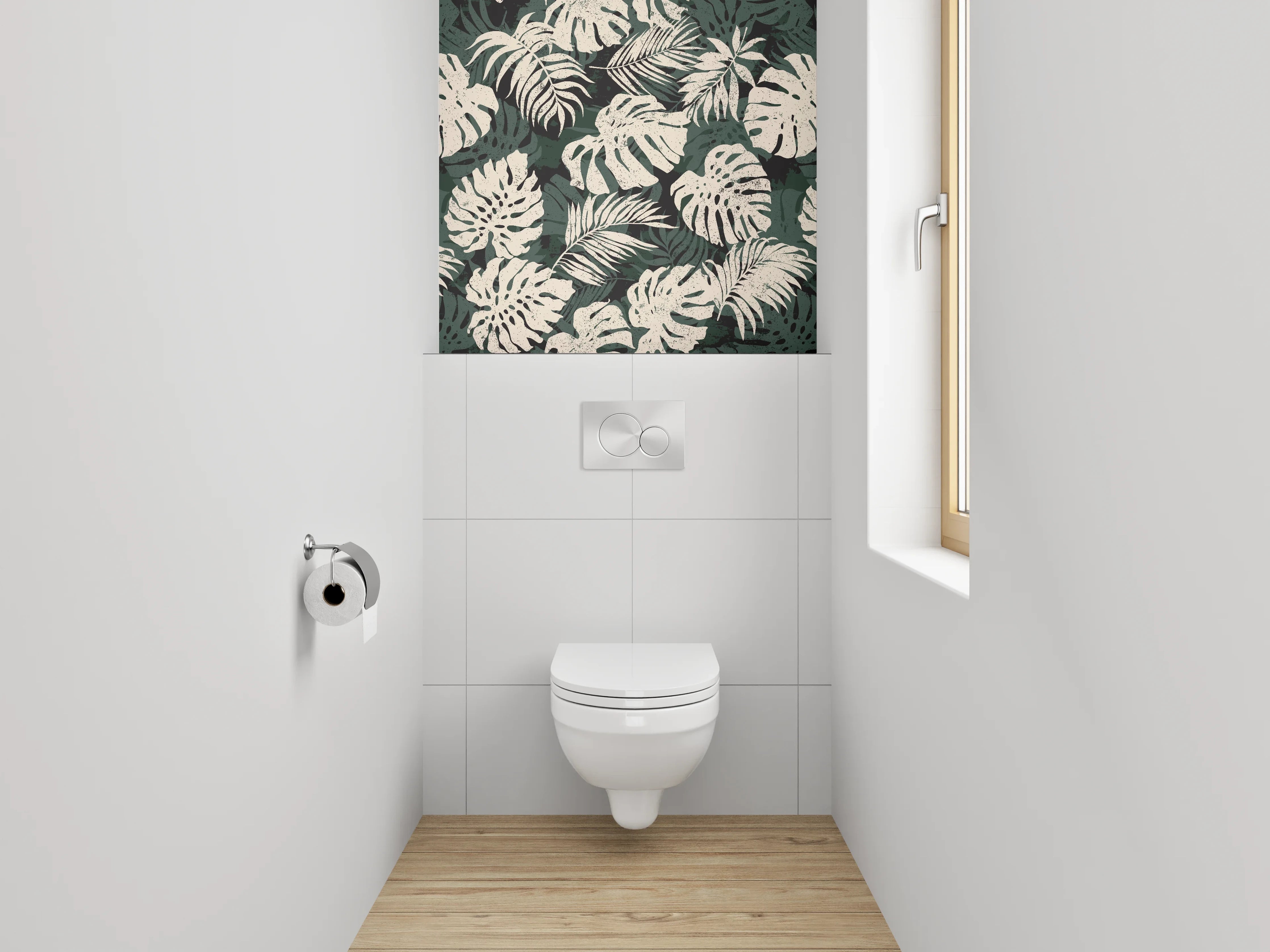 WC-Rückwand - Tropische Monstera Blätter Muster