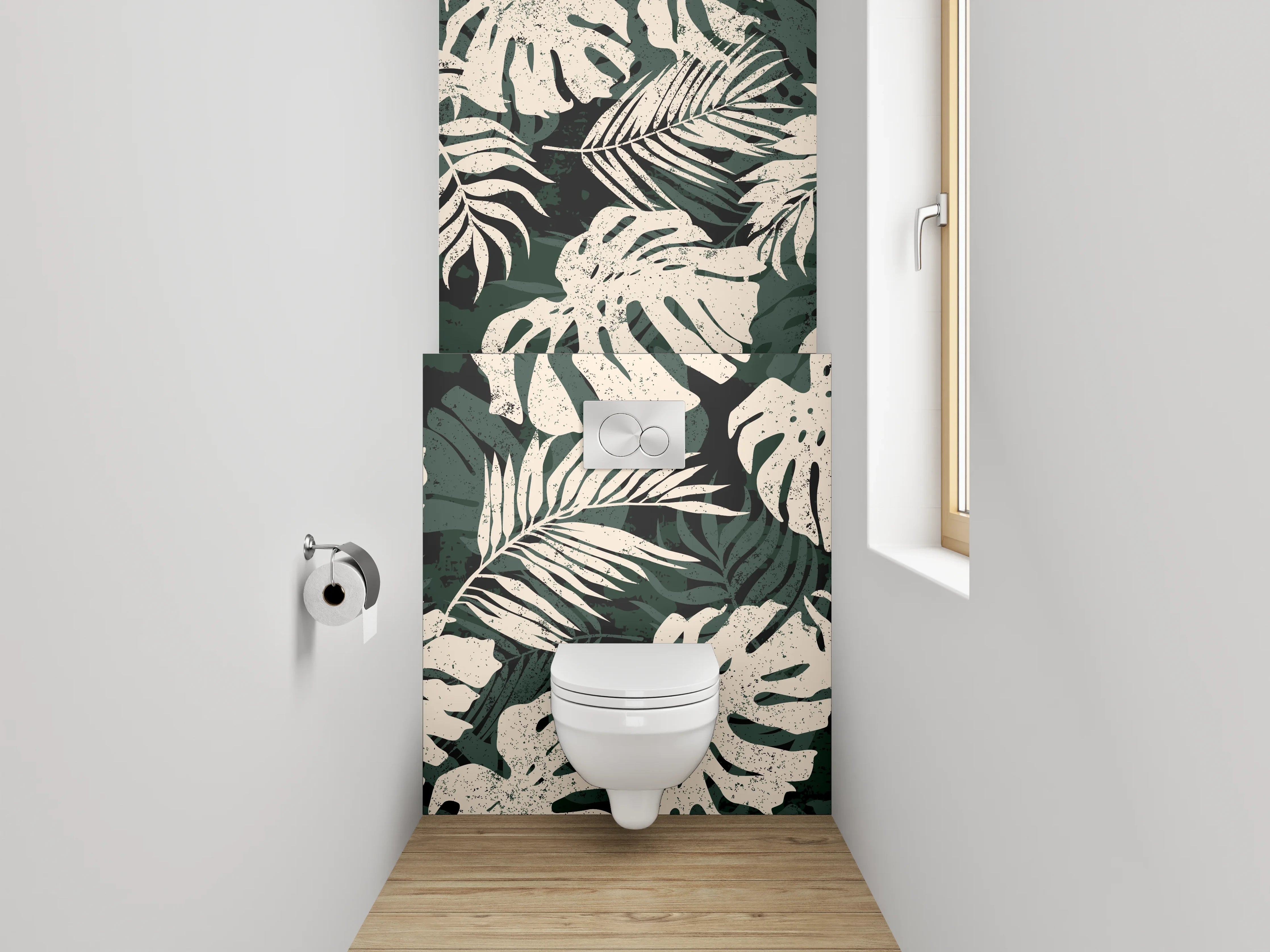 WC-Rückwand - Tropische Monstera Blätter Muster