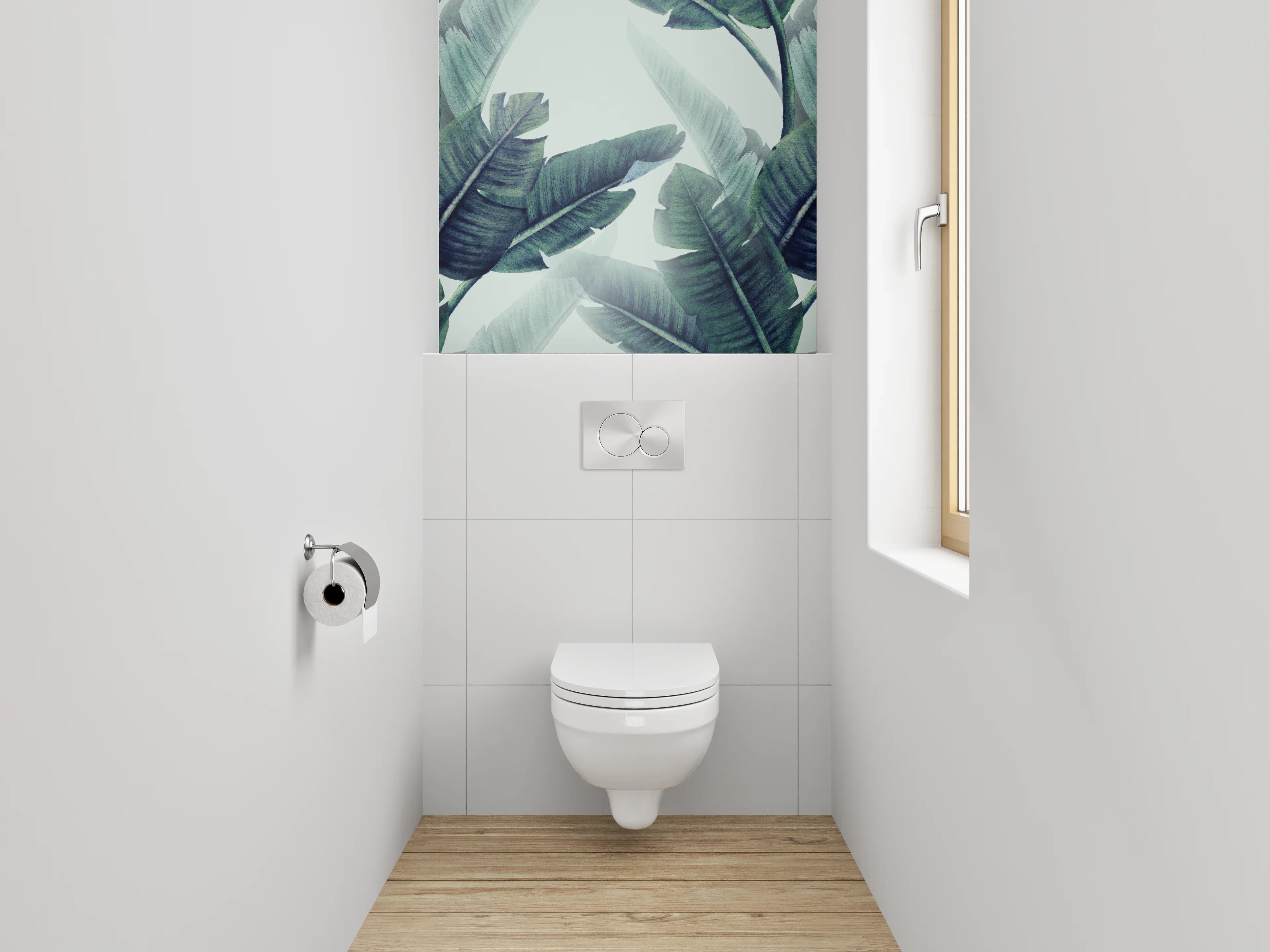 WC-Rückwand - Tropische Palmenblätter Aquarell Dschungel