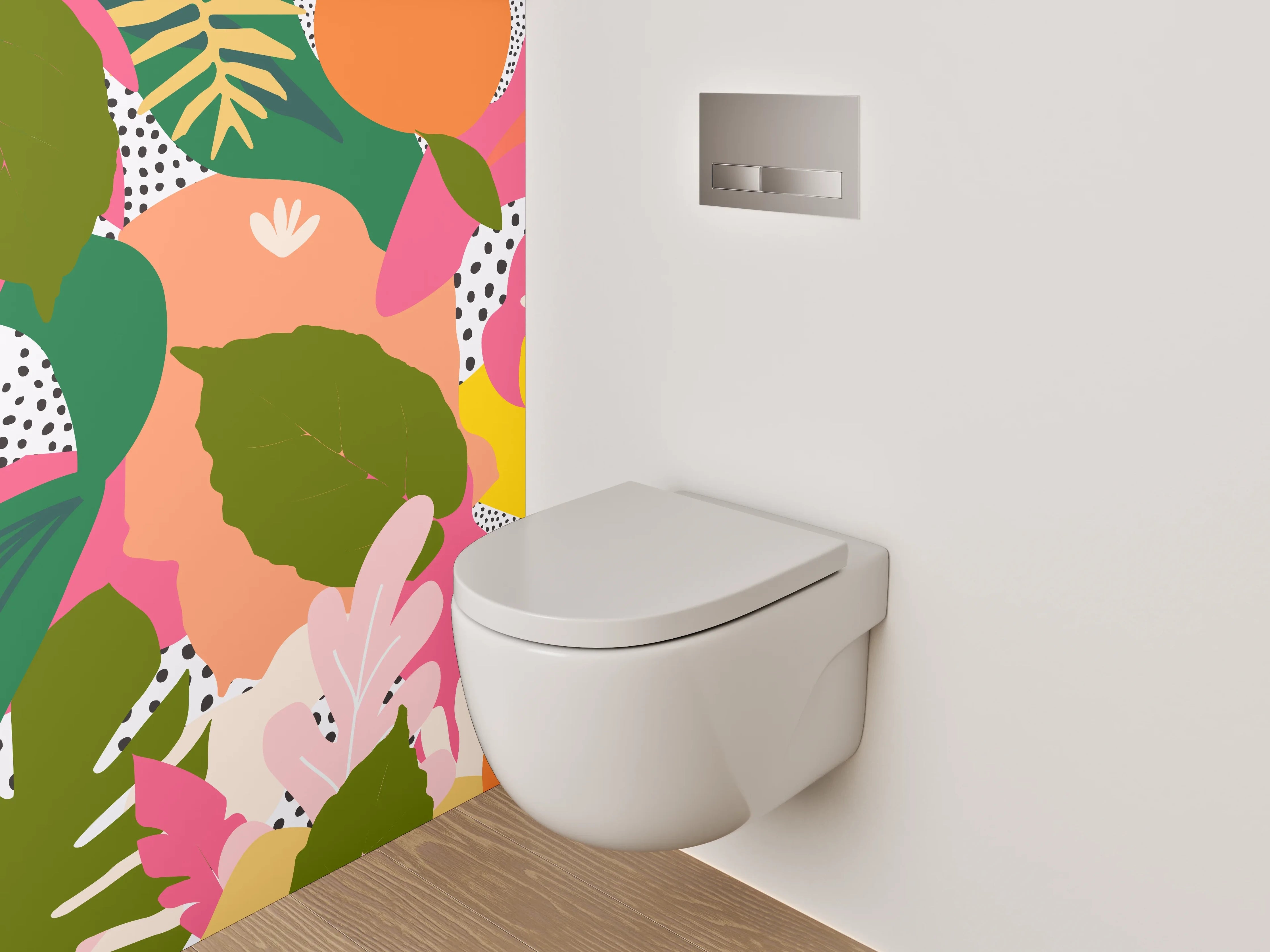 WC-Rückwand - Tropische Papageien-Illustration Dschungelwildnis