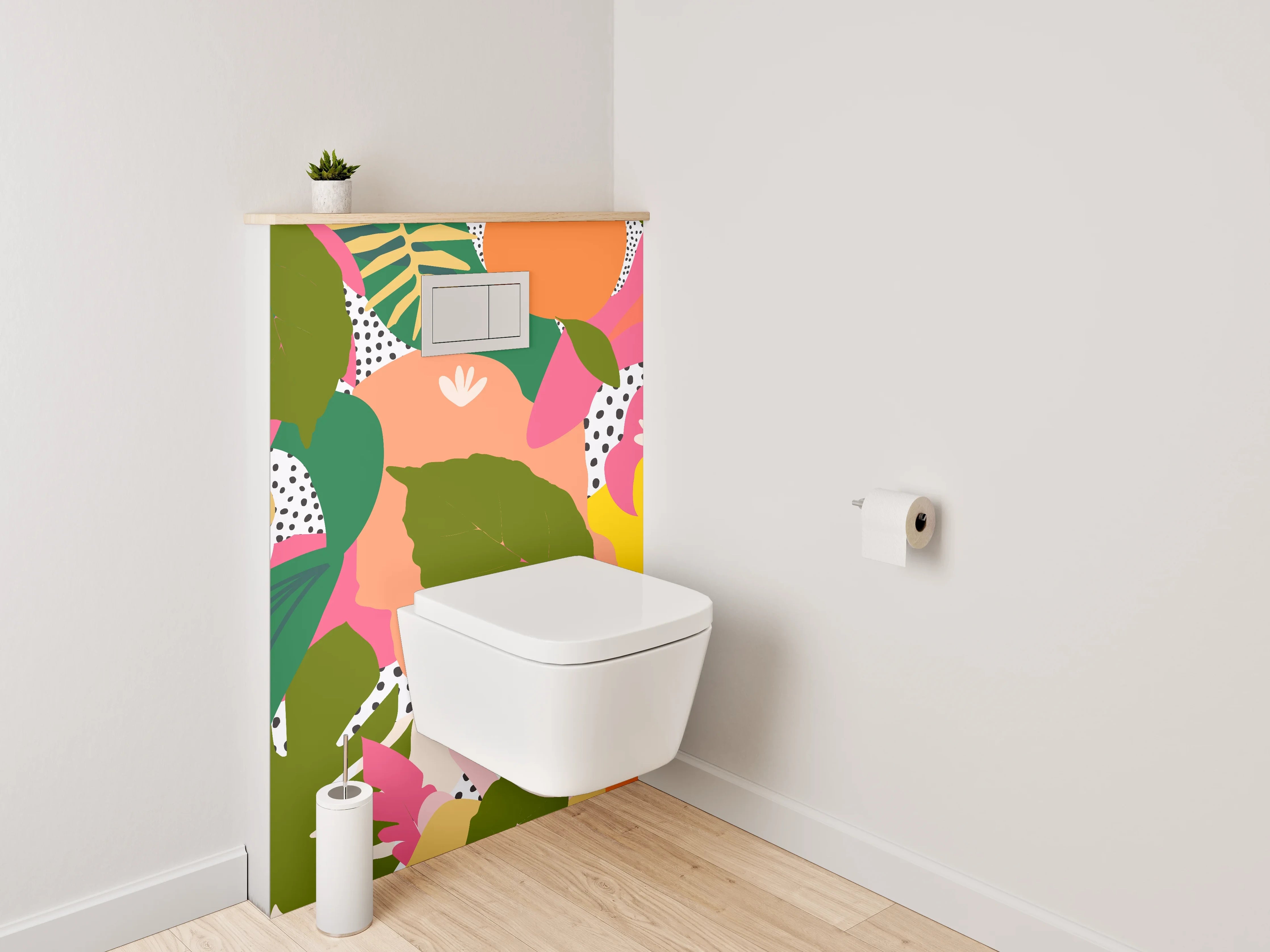 WC-Rückwand - Tropische Papageien-Illustration Dschungelwildnis