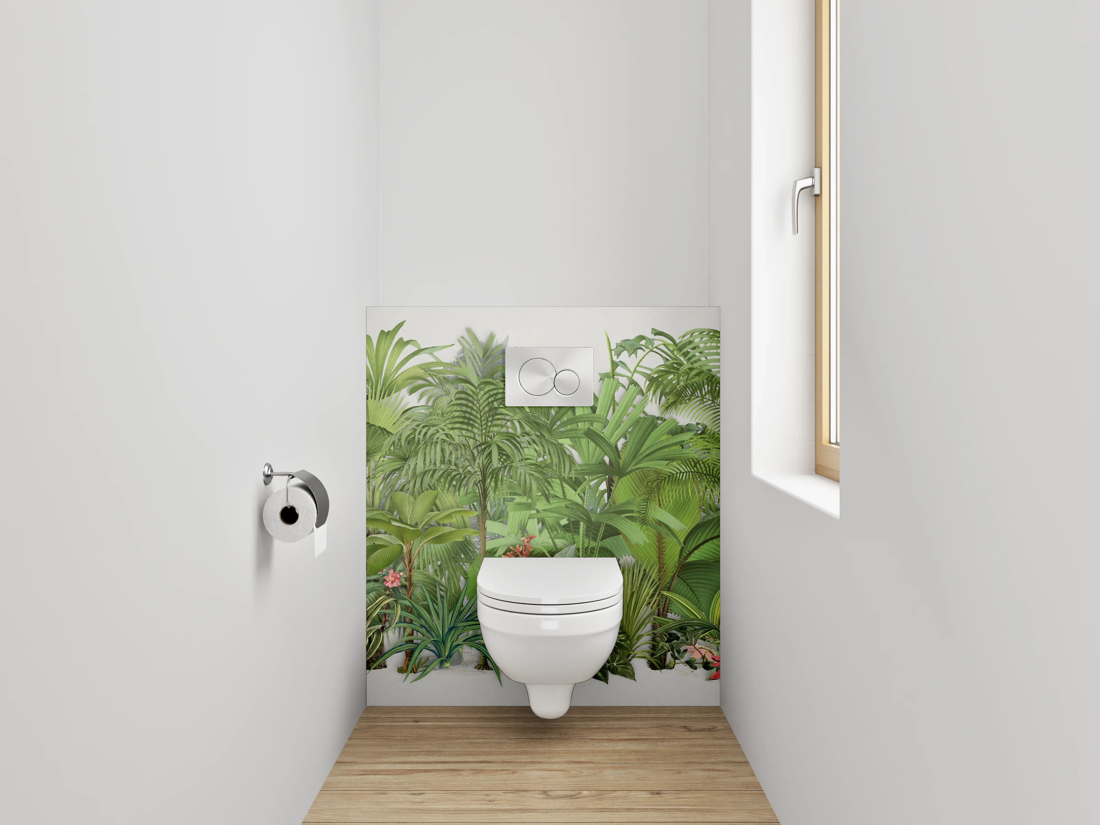 WC-Rückwand - Tropische Pflanzen Illustration Grün Dschungel