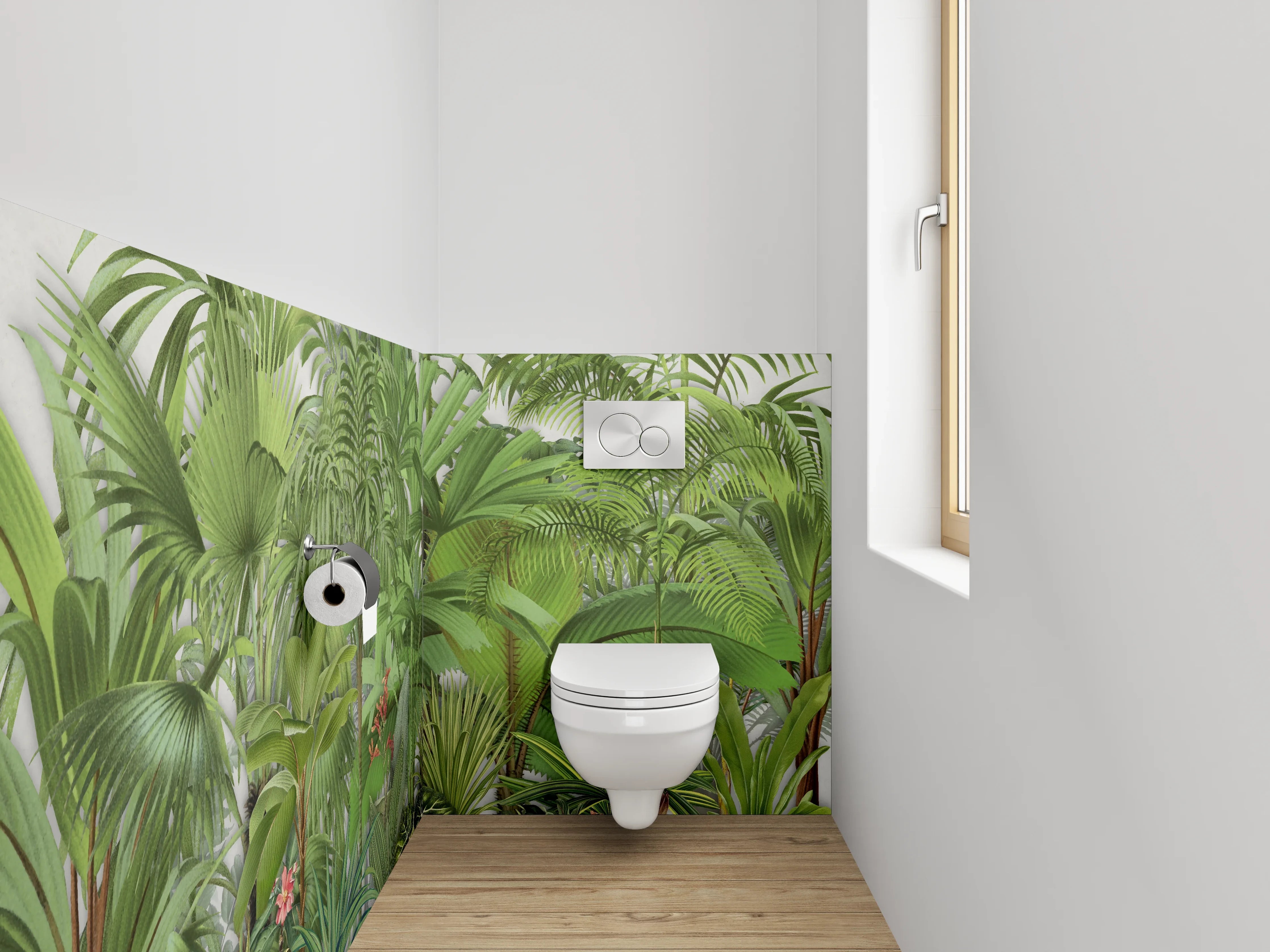 WC-Rückwand - Tropische Pflanzen Illustration Grün Dschungel