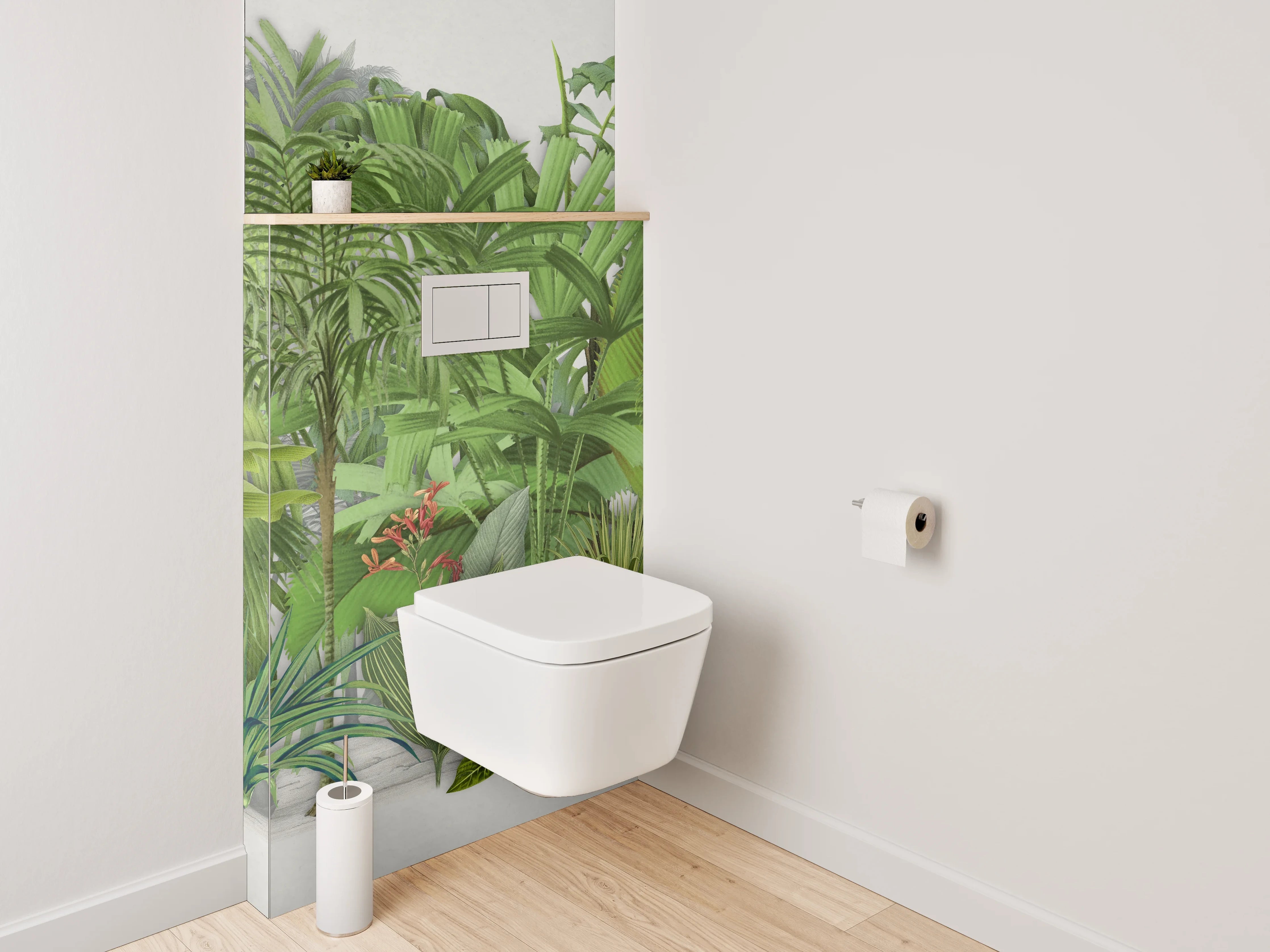 WC-Rückwand - Tropische Pflanzen Illustration Grün Dschungel