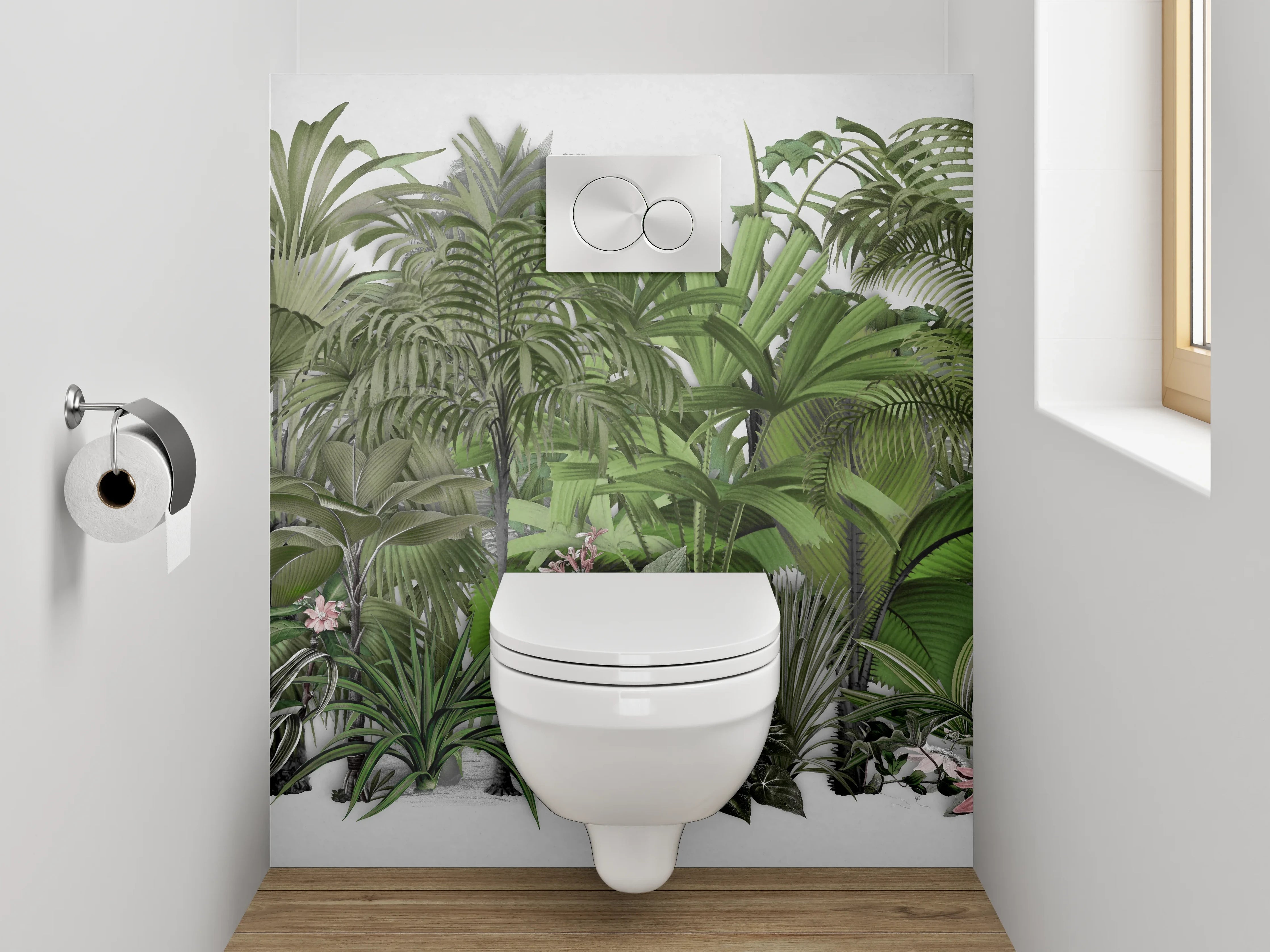 WC-Rückwand - Tropischer Dschungel Pflanzen Illustration