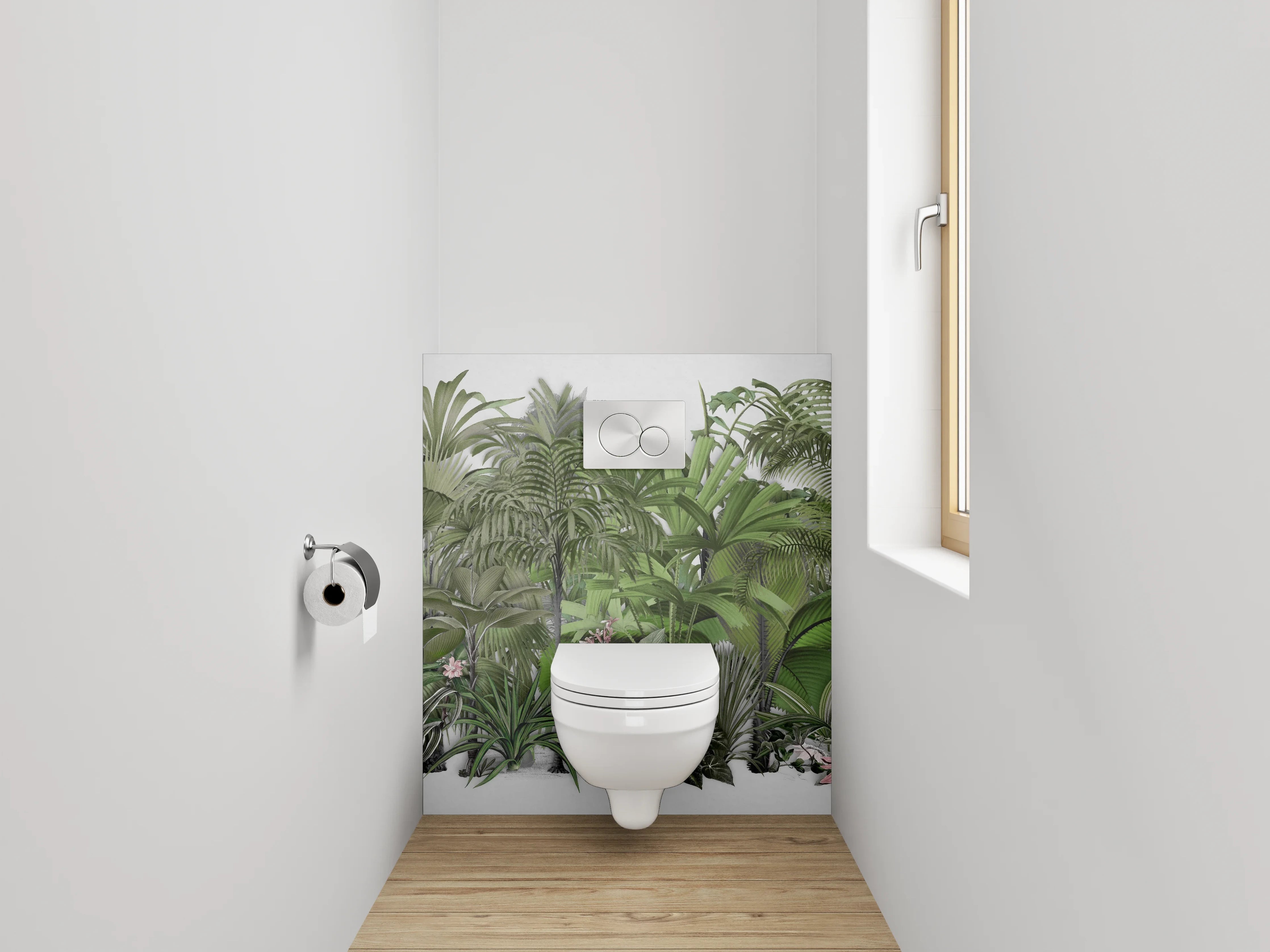 WC-Rückwand - Tropischer Dschungel Pflanzen Illustration