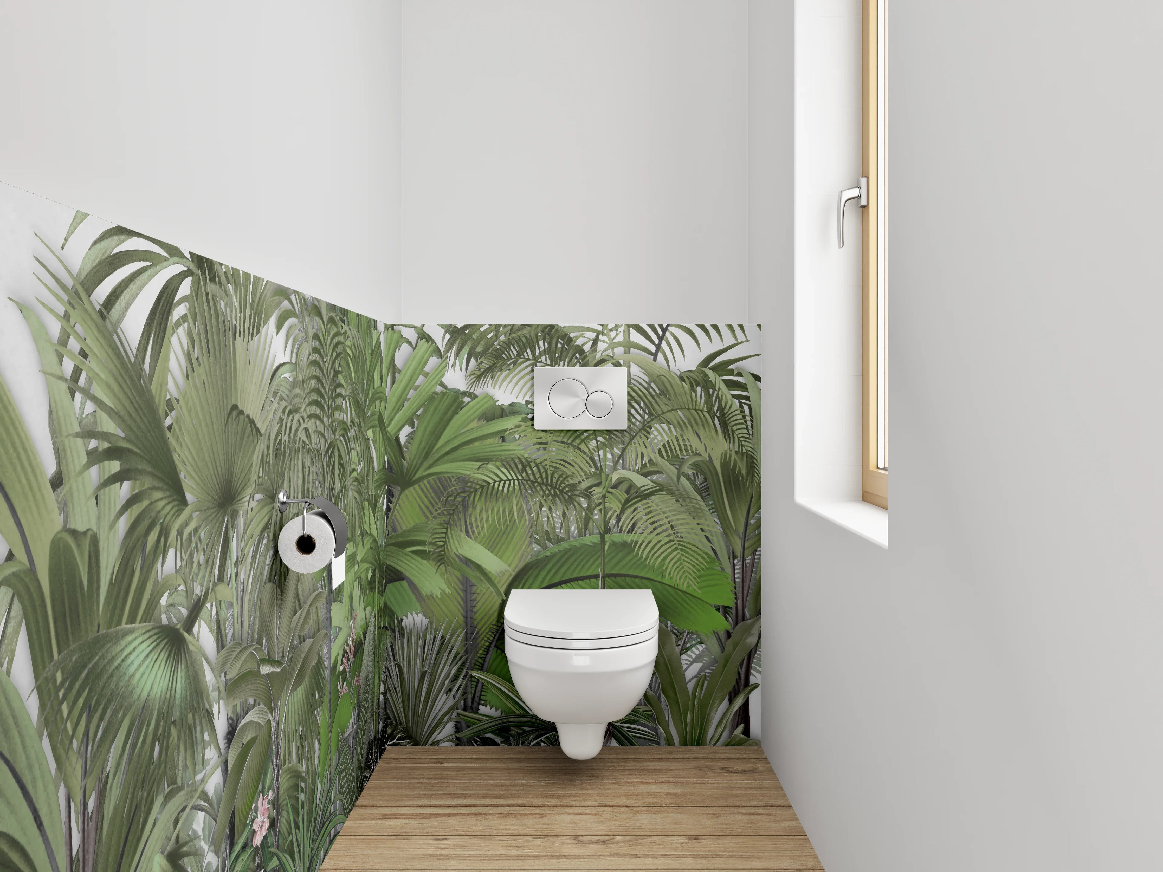WC-Rückwand - Tropischer Dschungel Pflanzen Illustration