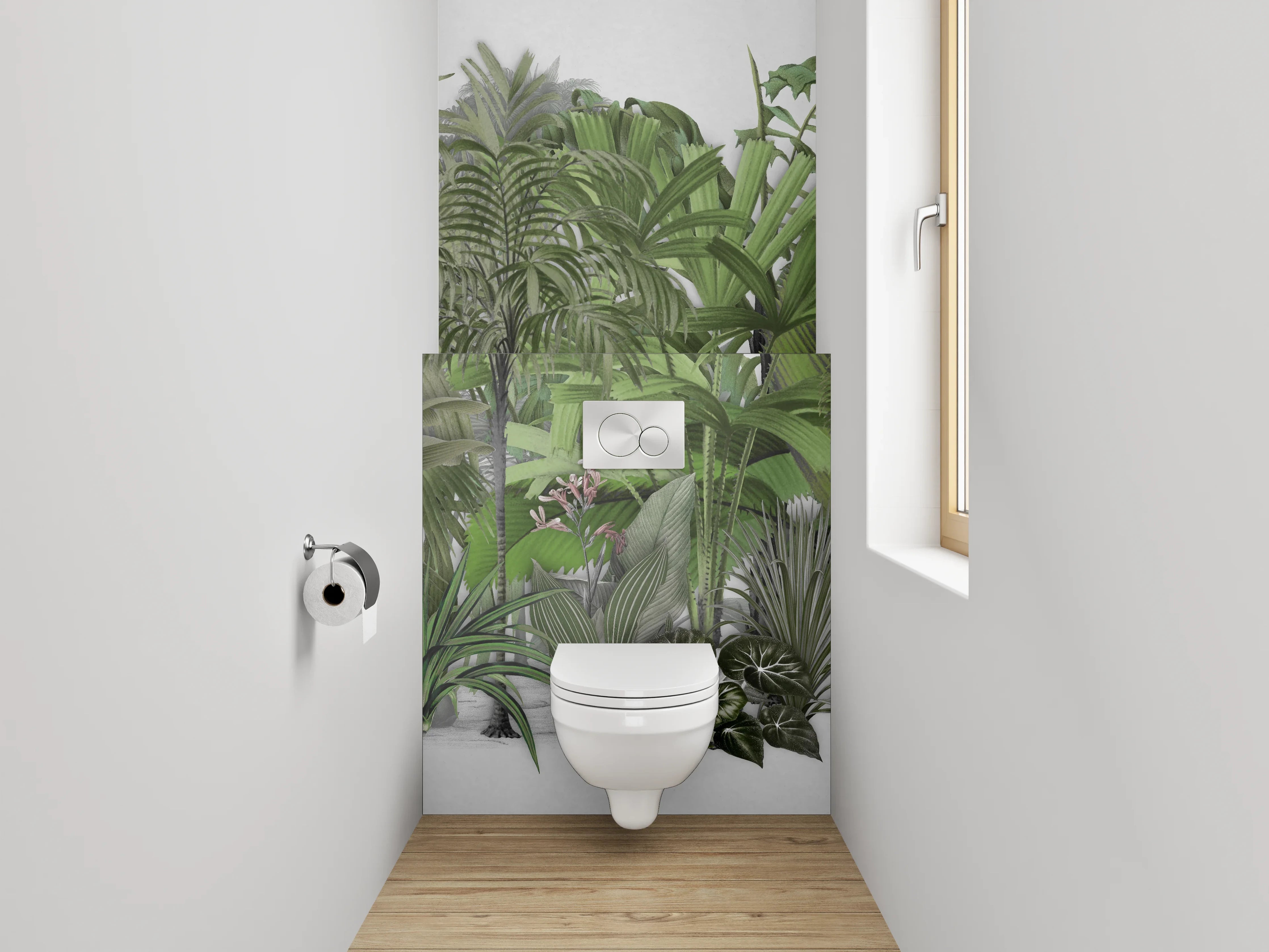 WC-Rückwand - Tropischer Dschungel Pflanzen Illustration