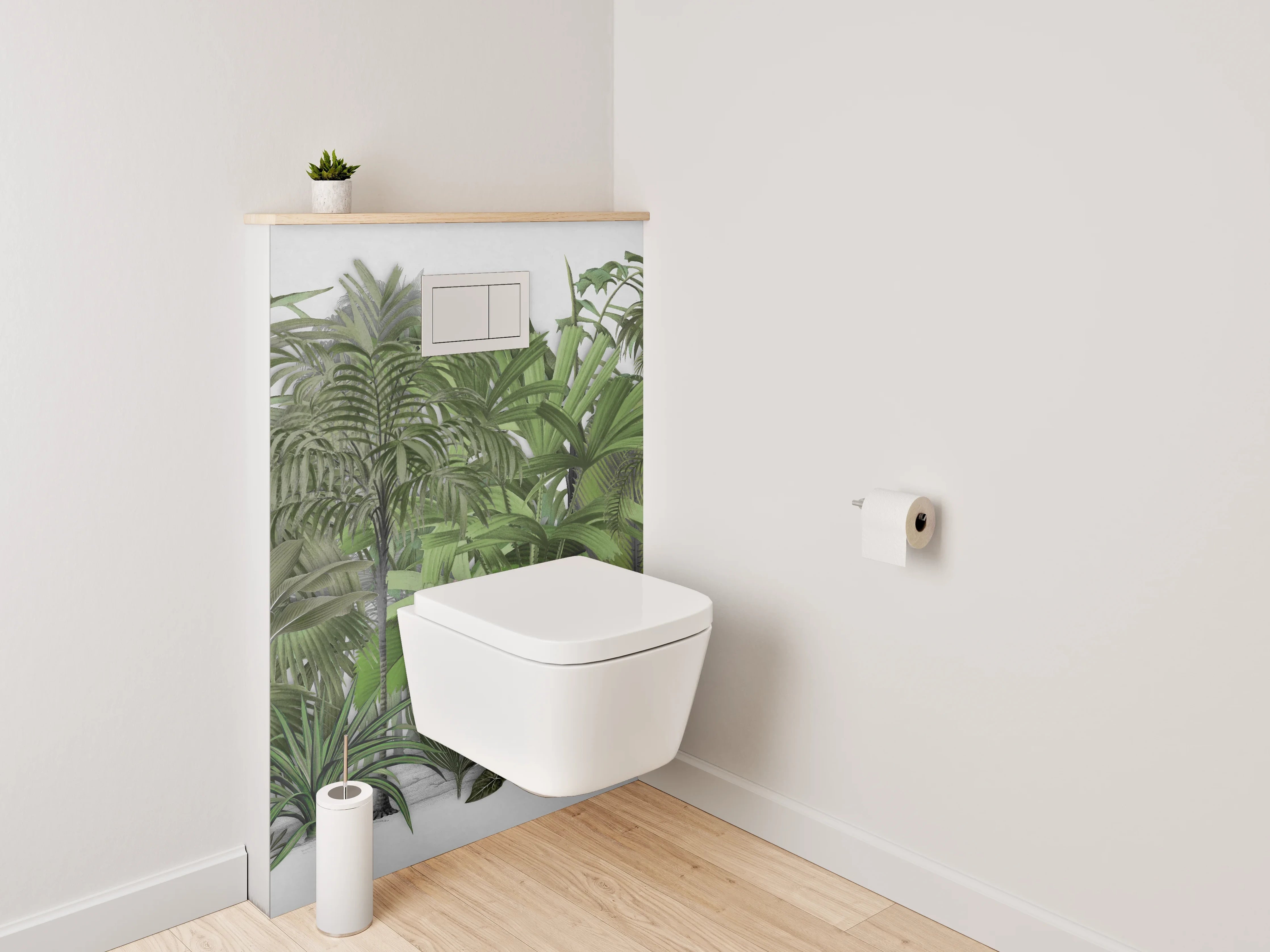 WC-Rückwand - Tropischer Dschungel Pflanzen Illustration
