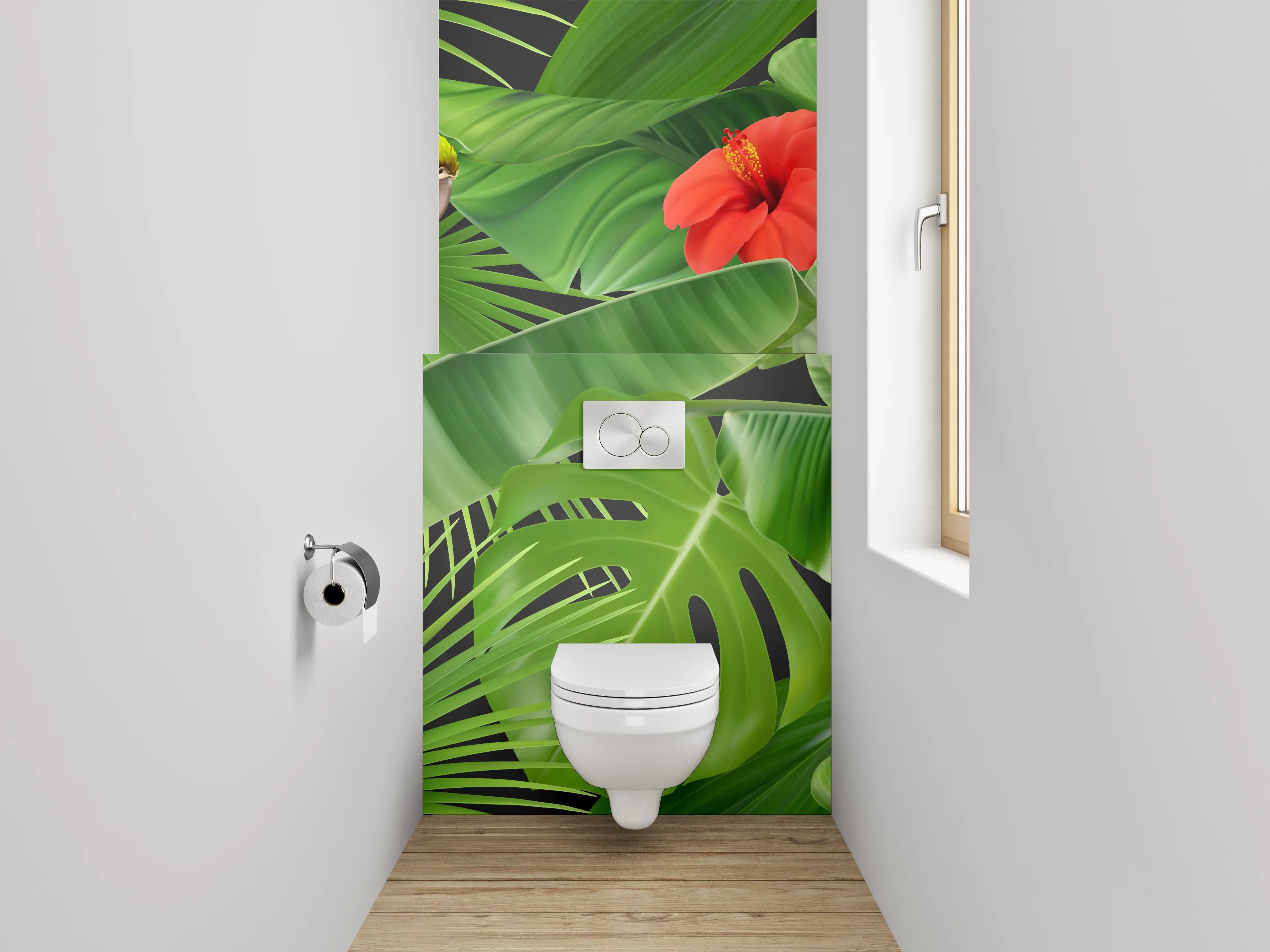 WC-Rückwand - Tropischer Dschungel mit Papageien