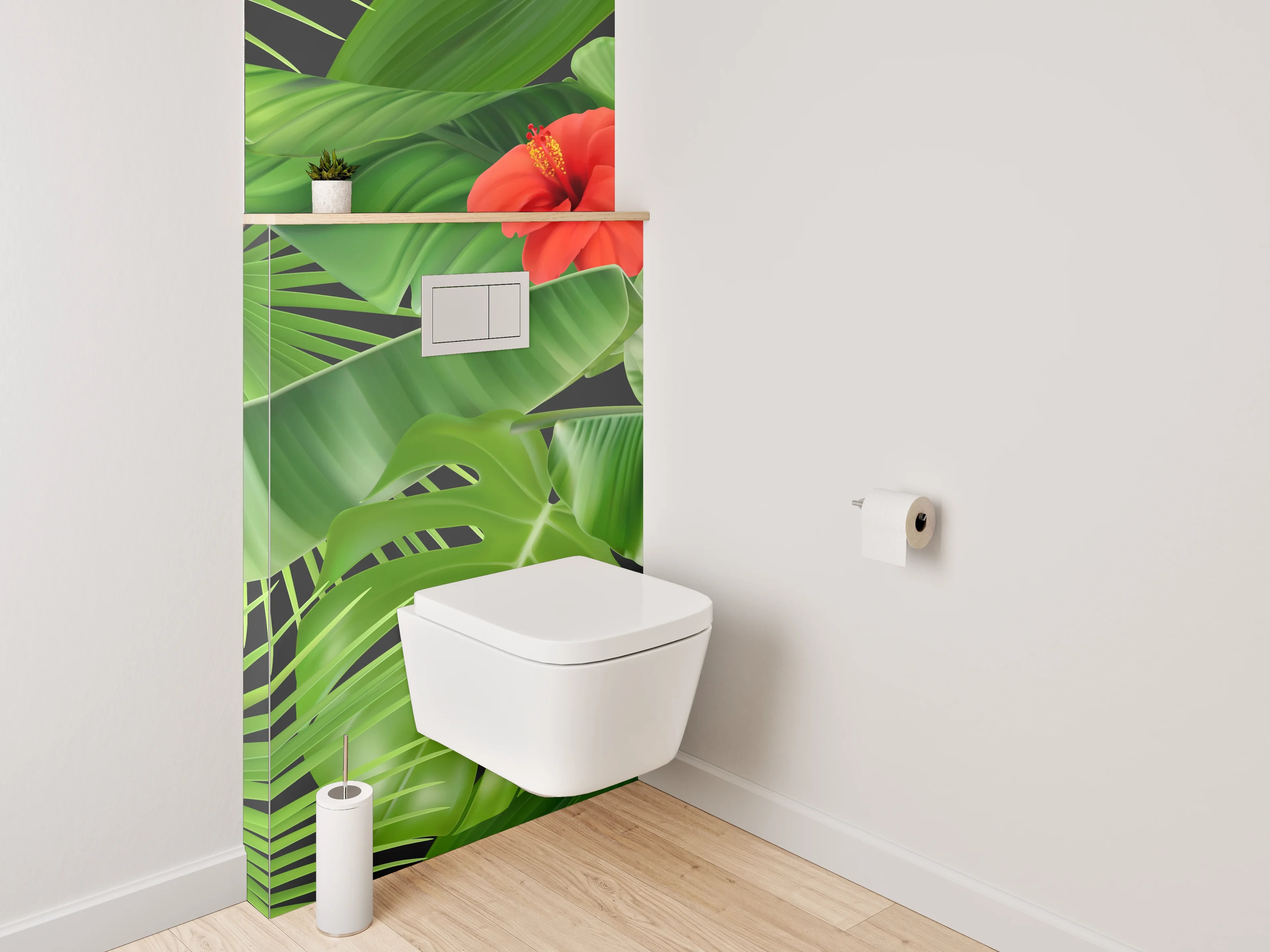 WC-Rückwand - Tropischer Dschungel mit Papageien