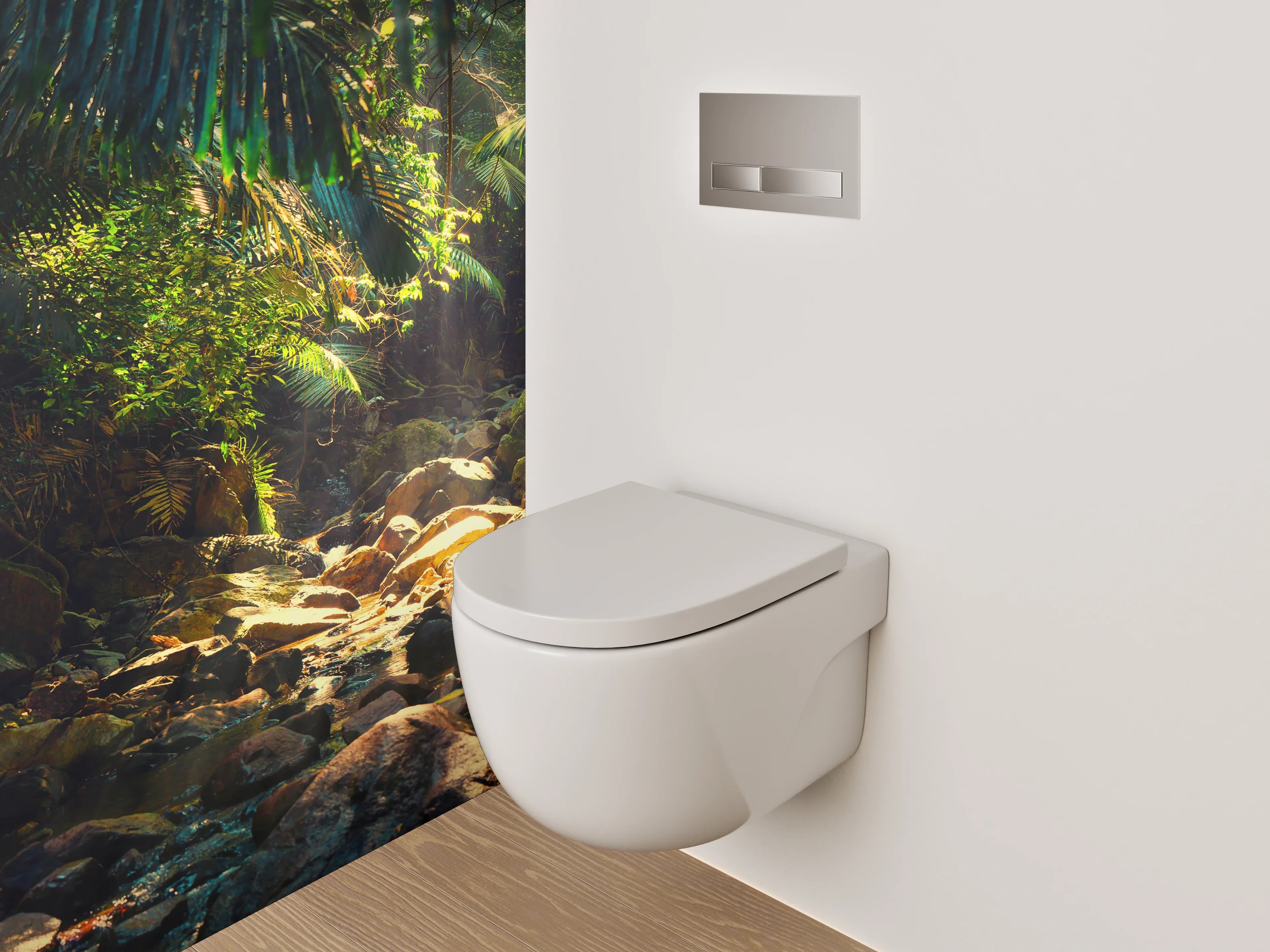 WC-Rückwand - Tropischer Dschungel mit Sonnenstrahlen