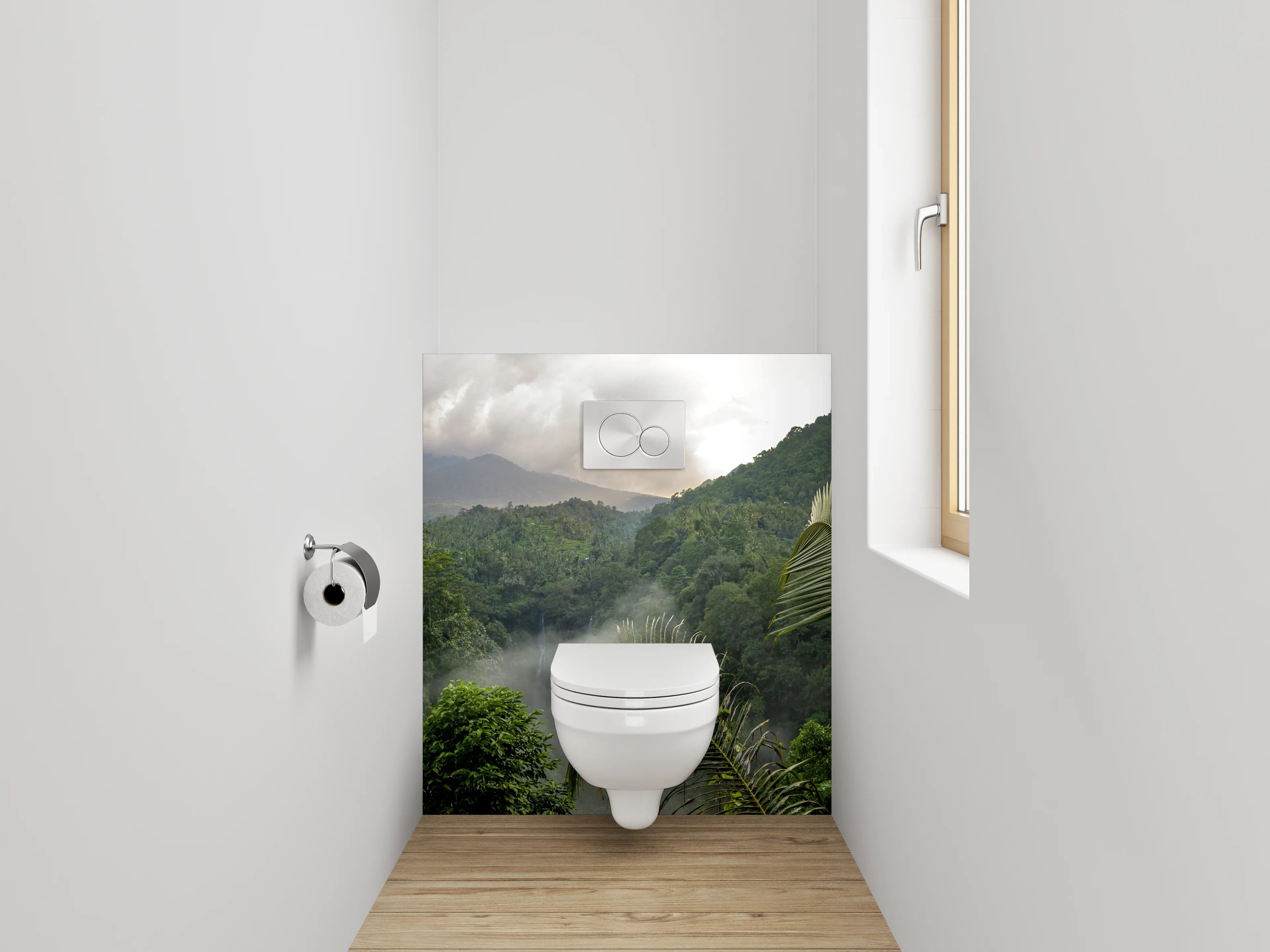 WC-Rückwand - Tropischer Dschungel mit Wasserfall