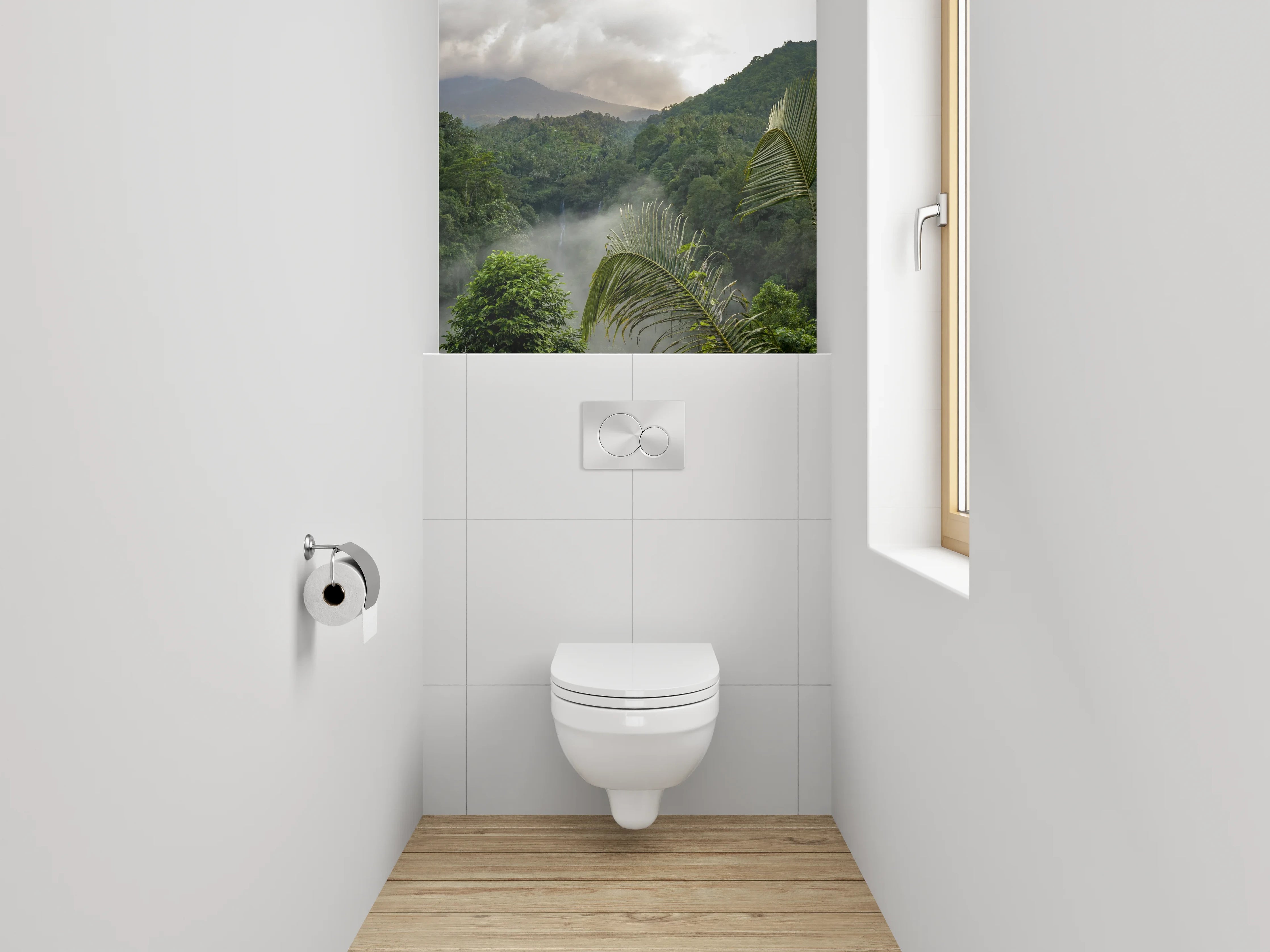 WC-Rückwand - Tropischer Dschungel mit Wasserfall