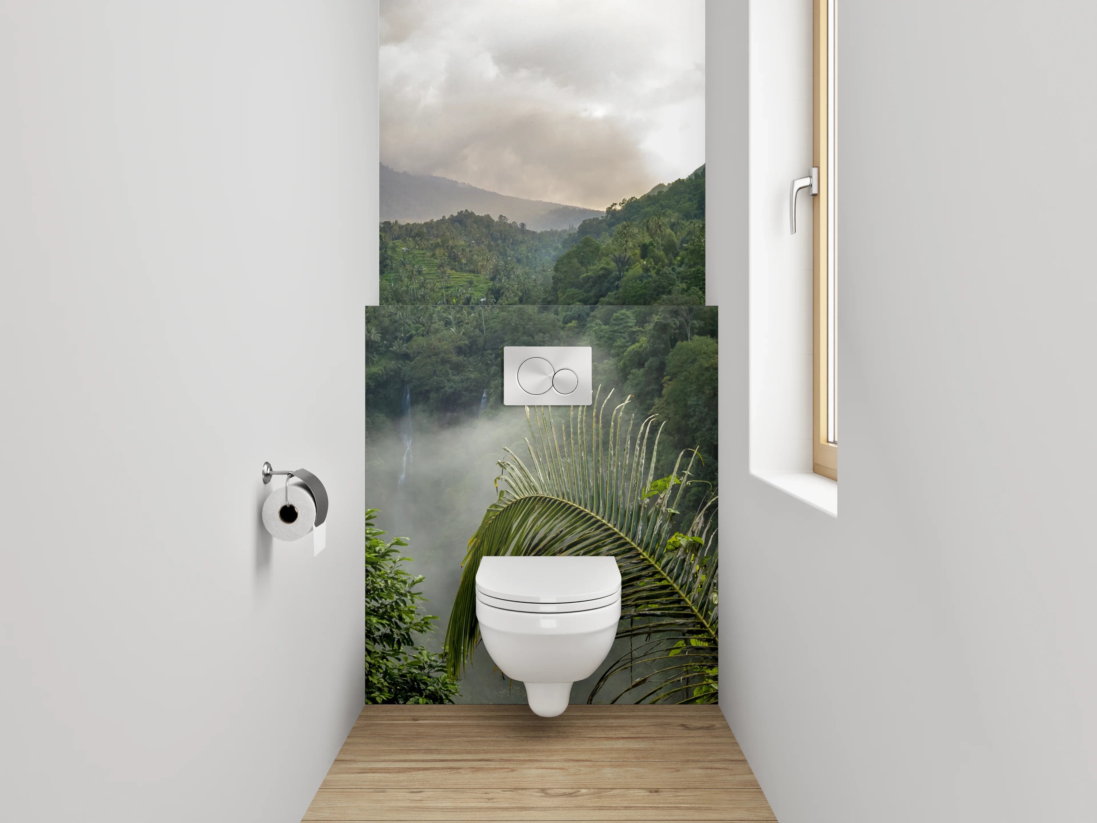 WC-Rückwand - Tropischer Dschungel mit Wasserfall