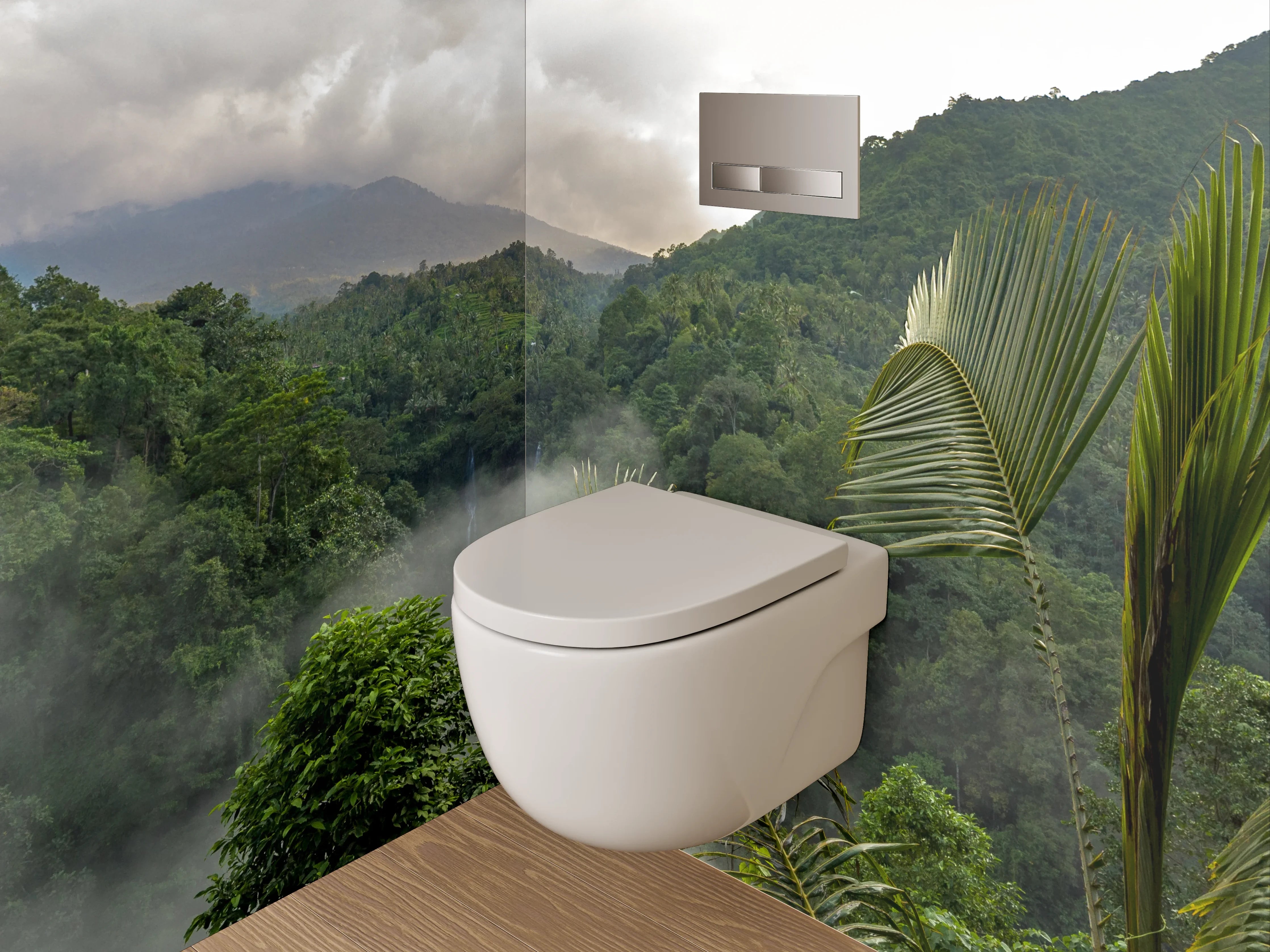 WC-Rückwand - Tropischer Dschungel mit Wasserfall