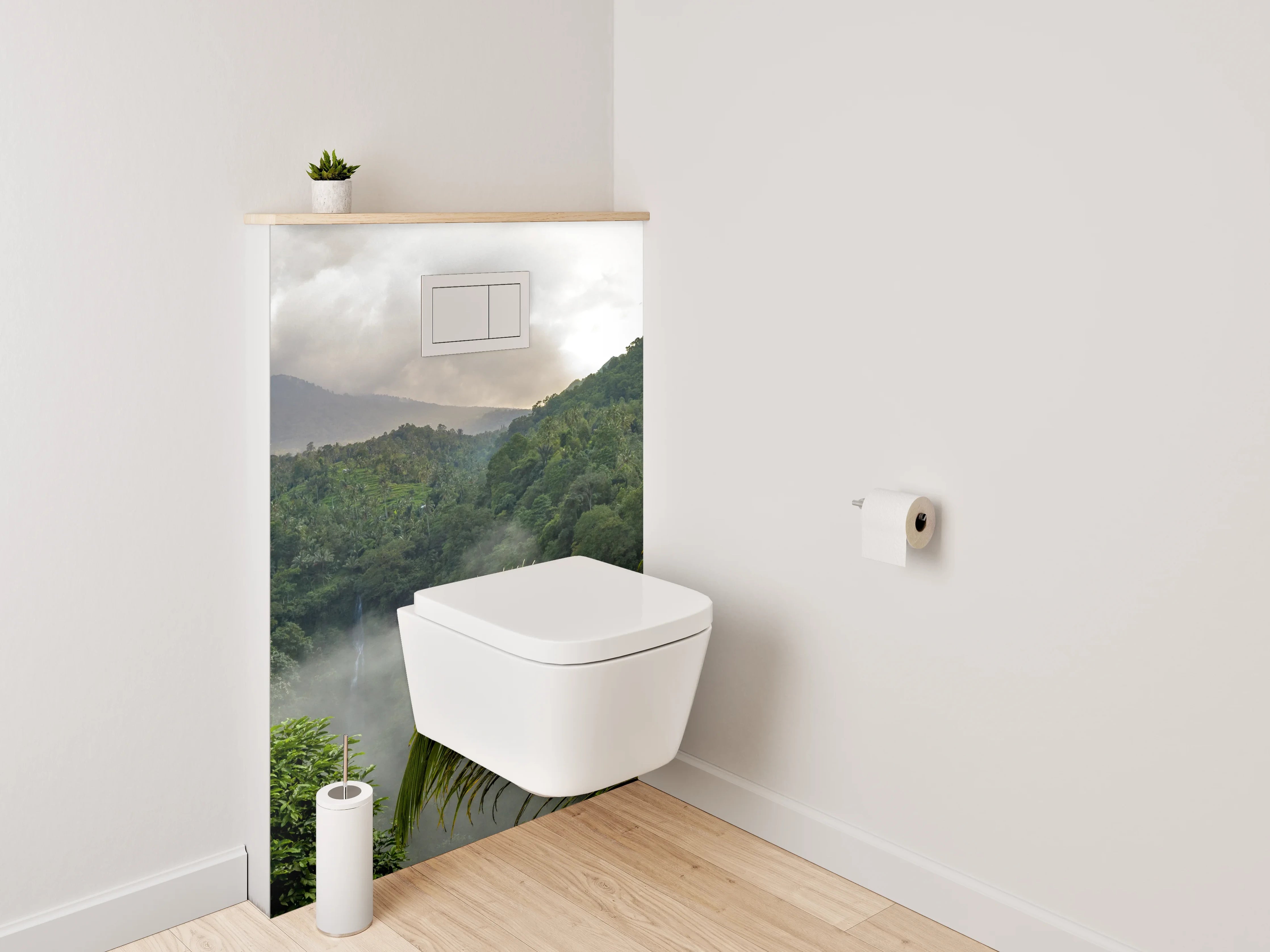 WC-Rückwand - Tropischer Dschungel mit Wasserfall