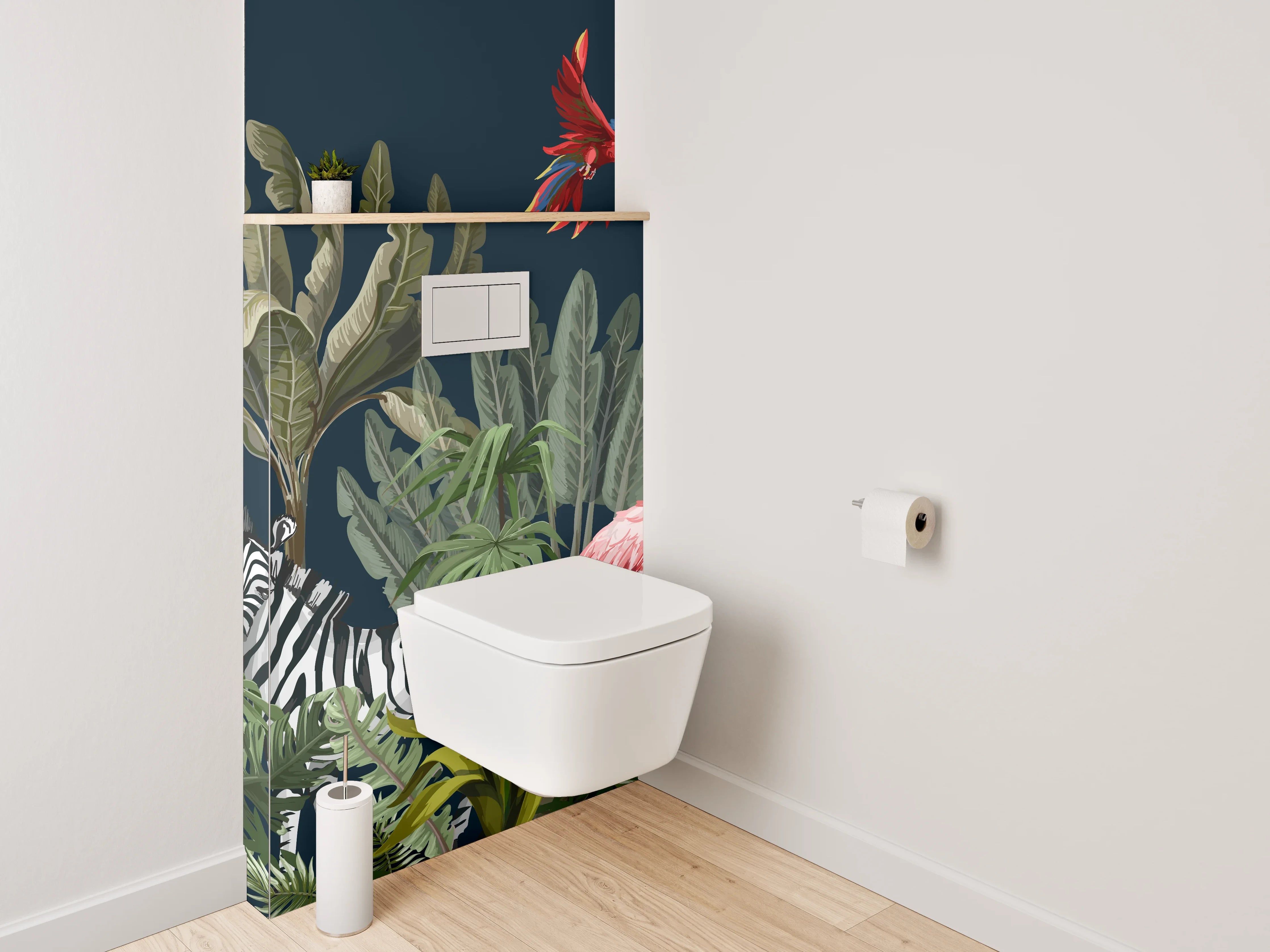 WC-Rückwand - Tropischer Dschungel mit exotischen Tieren