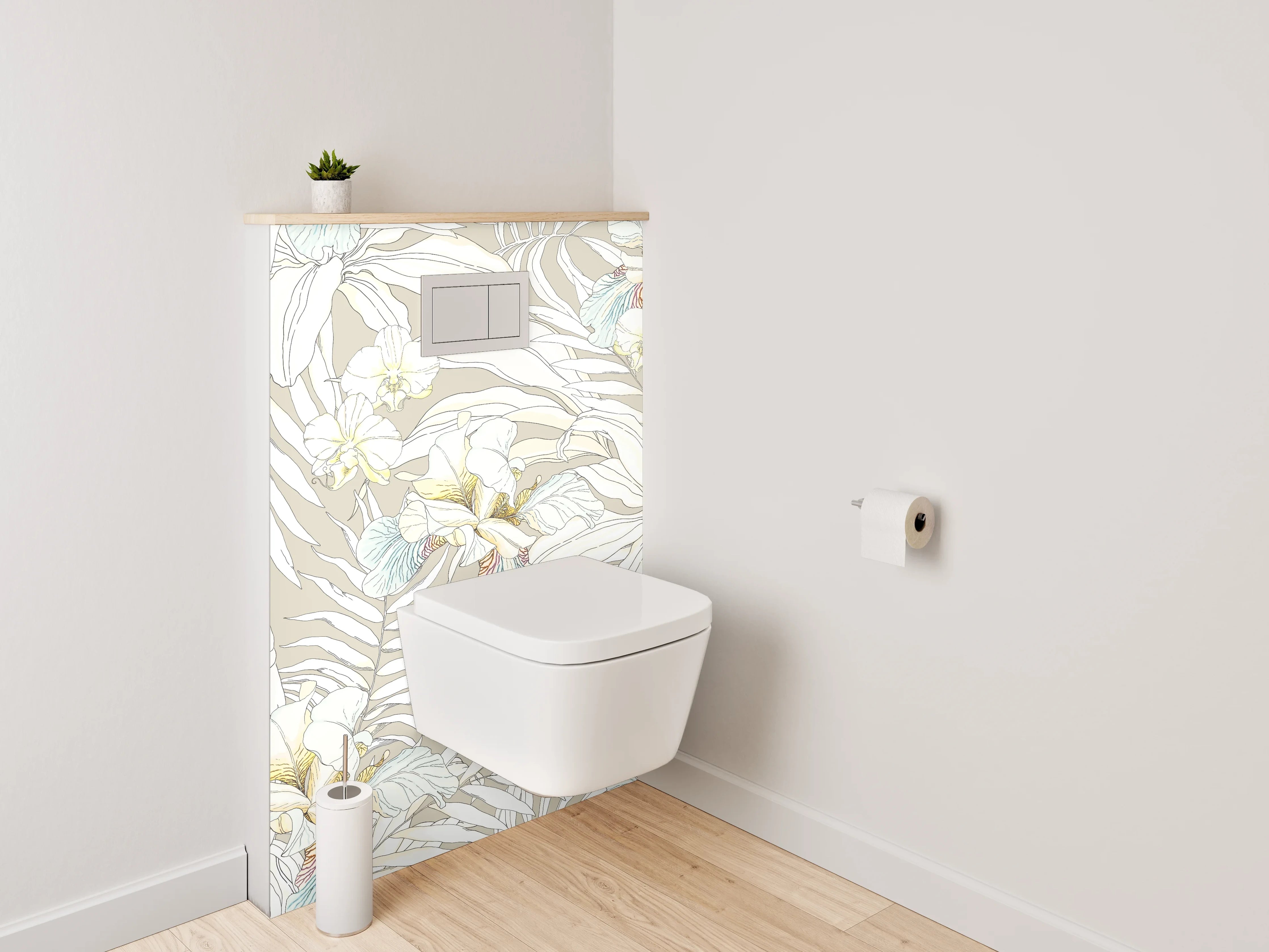 WC-Rückwand - Tropischer Kakadu auf neutralem Hintergrund