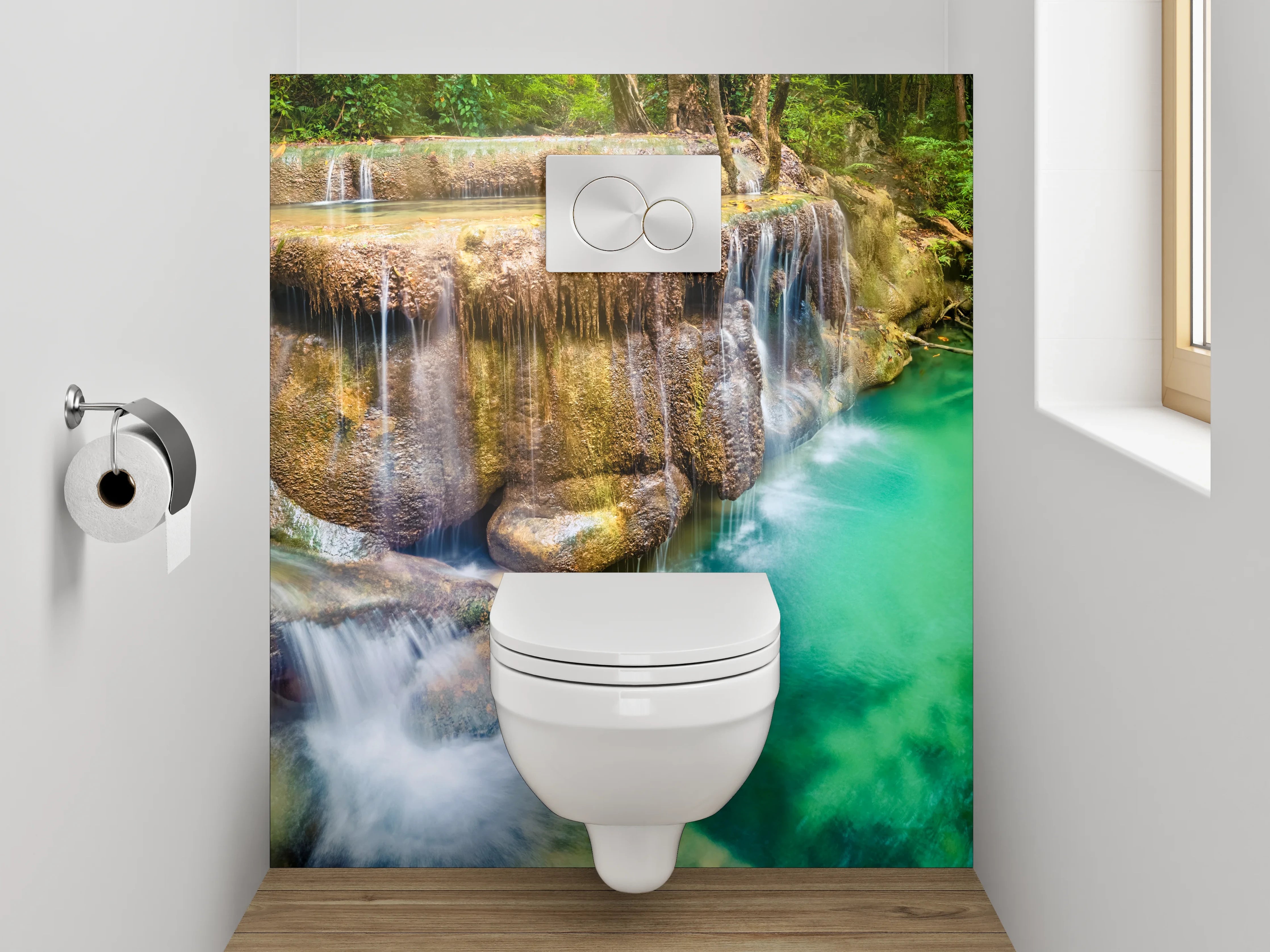 WC-Rückwand - Tropischer Wasserfall Panorama Fototapete