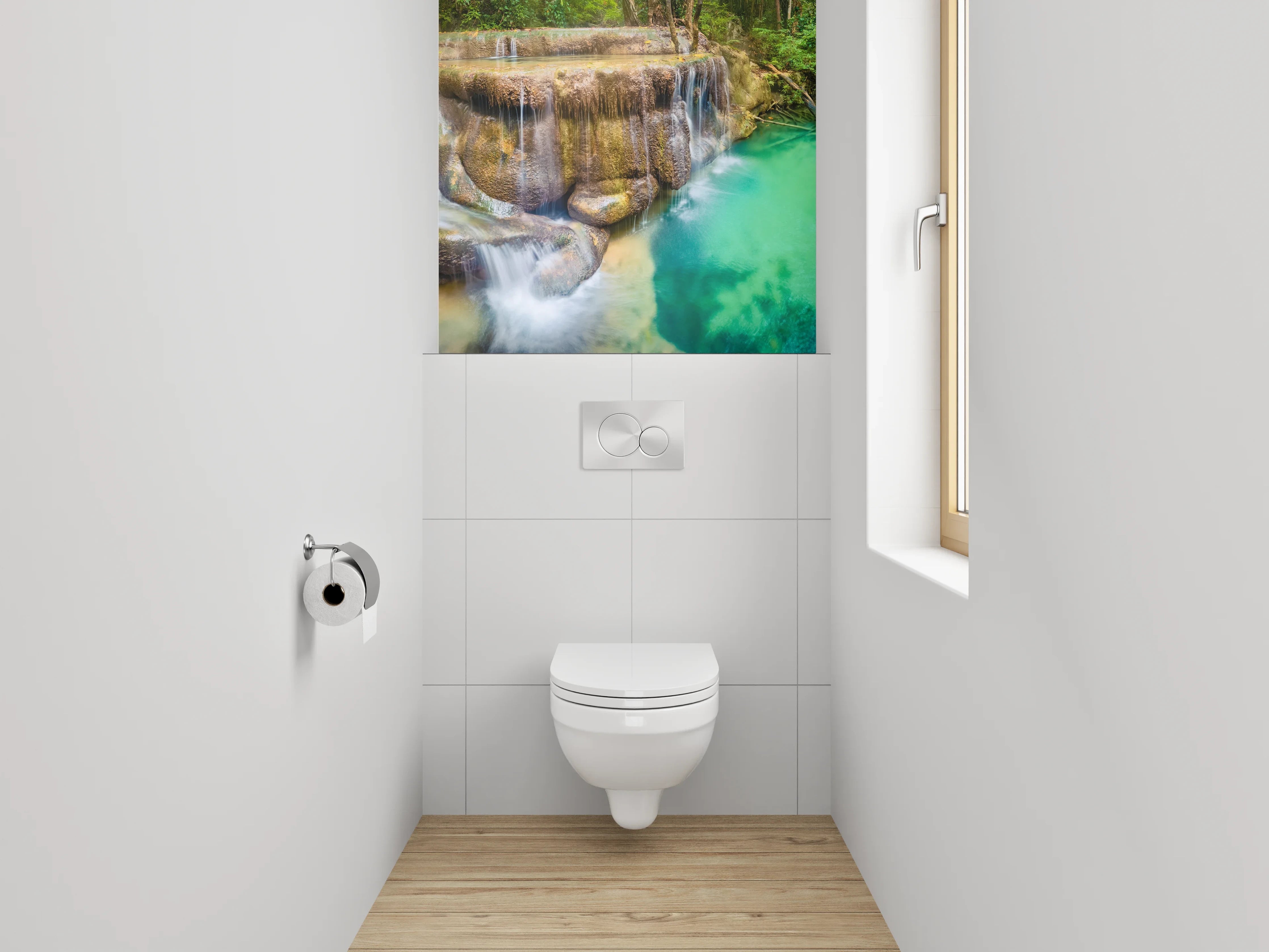 WC-Rückwand - Tropischer Wasserfall Panorama Fototapete