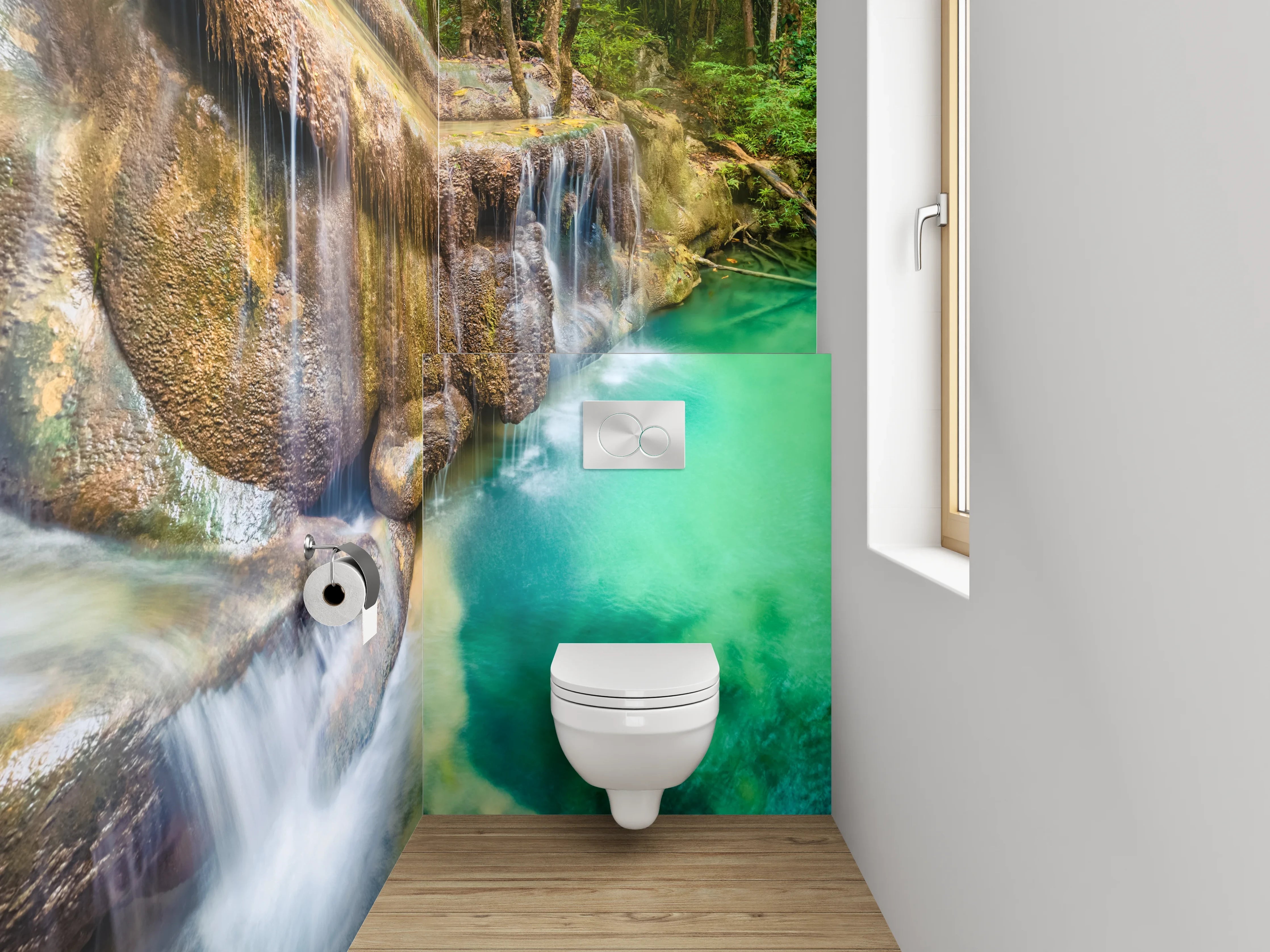 WC-Rückwand - Tropischer Wasserfall Panorama Fototapete
