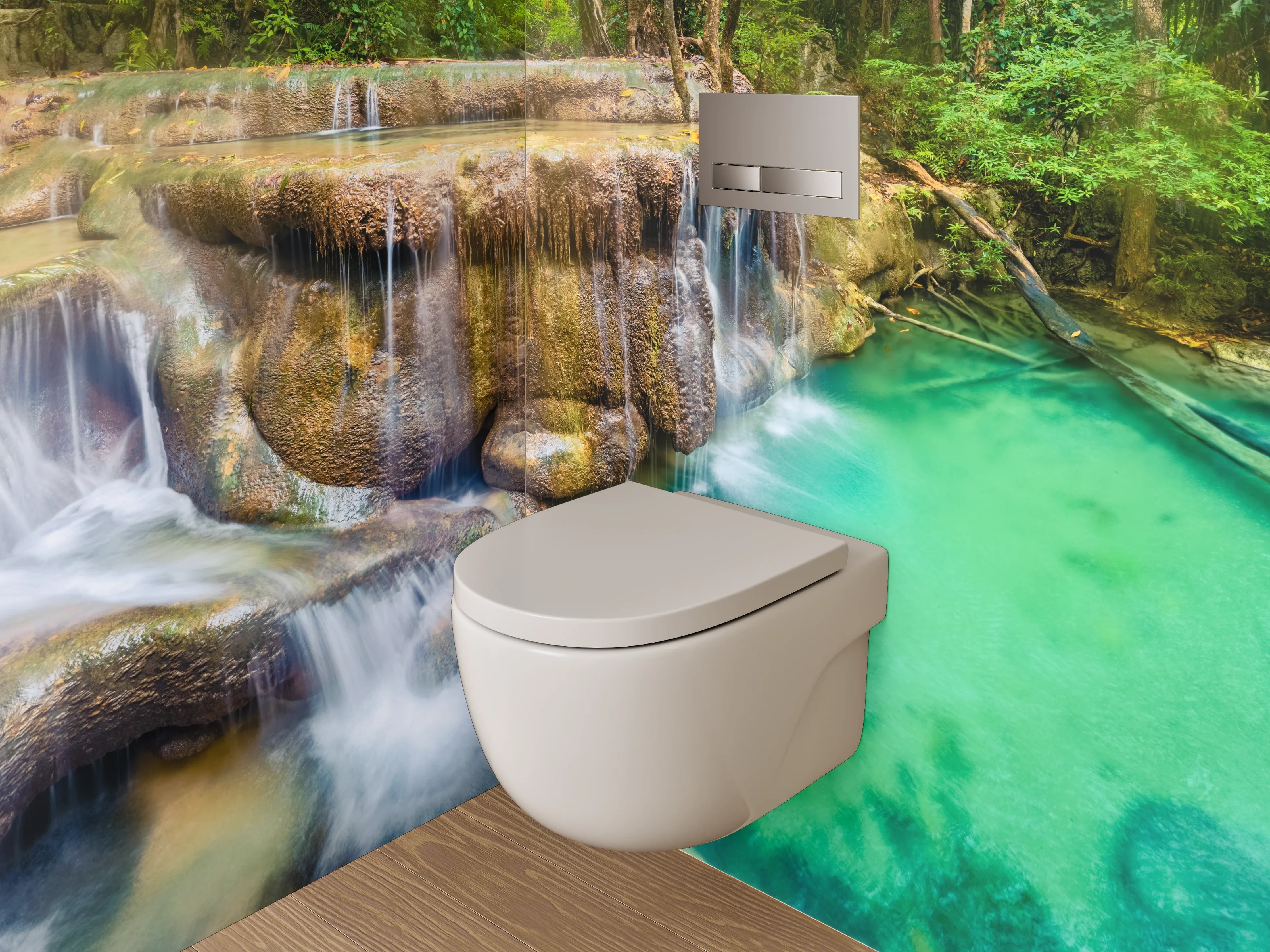 WC-Rückwand - Tropischer Wasserfall Panorama Fototapete