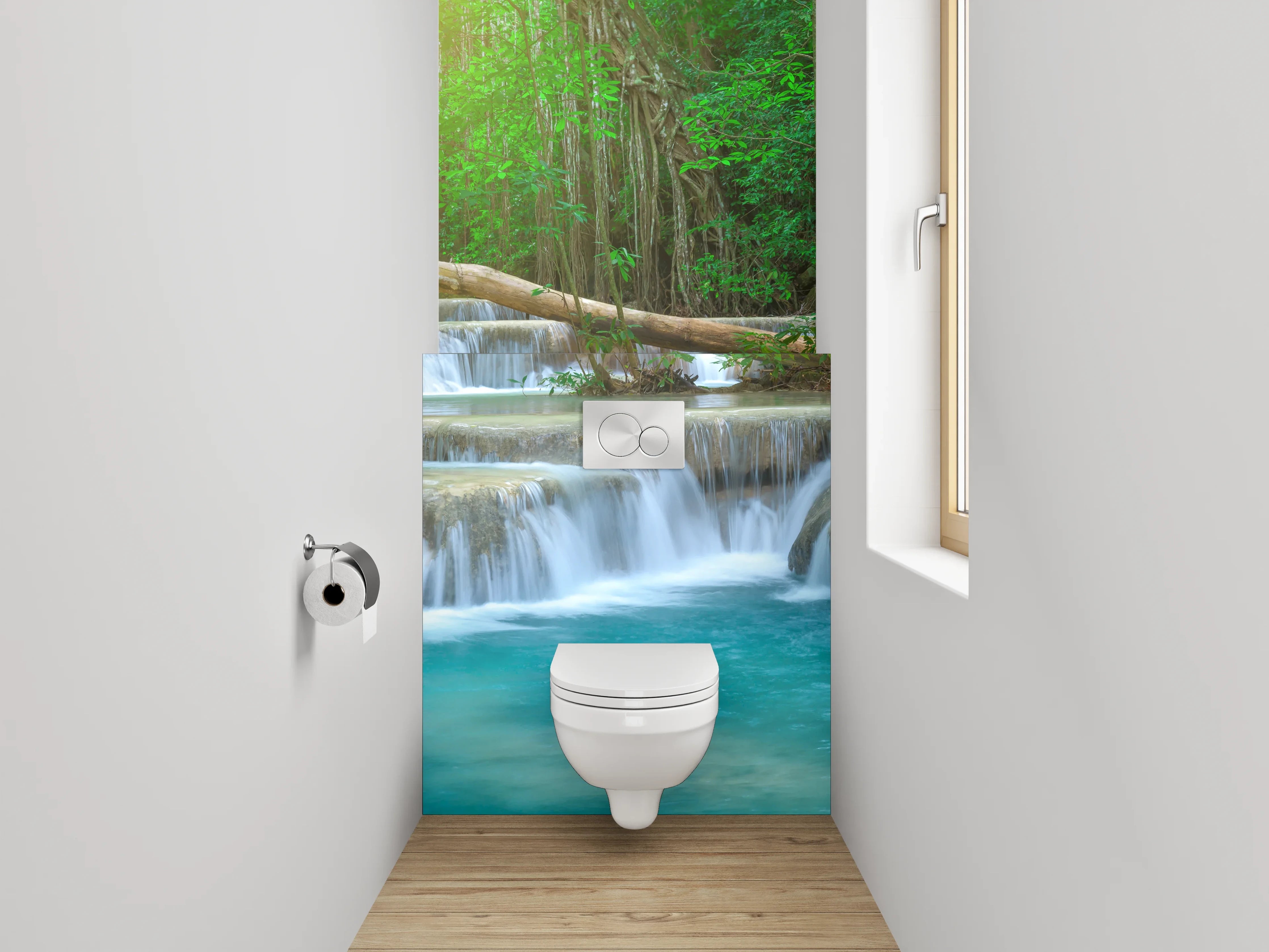 WC-Rückwand - Tropischer Wasserfall im Dschungel