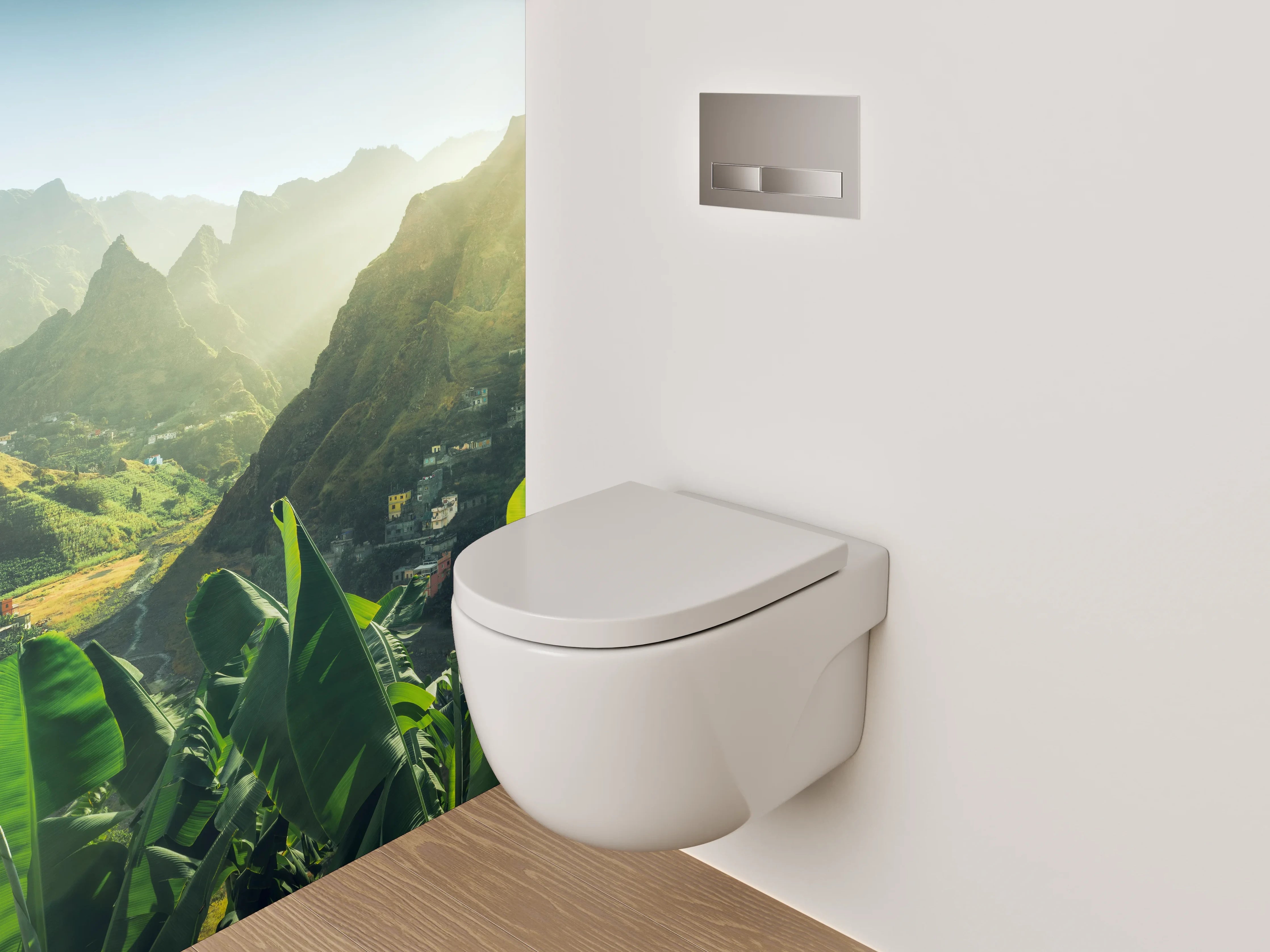 WC-Rückwand - Tropisches Bergtal Landschaft Sonnenstrahlen