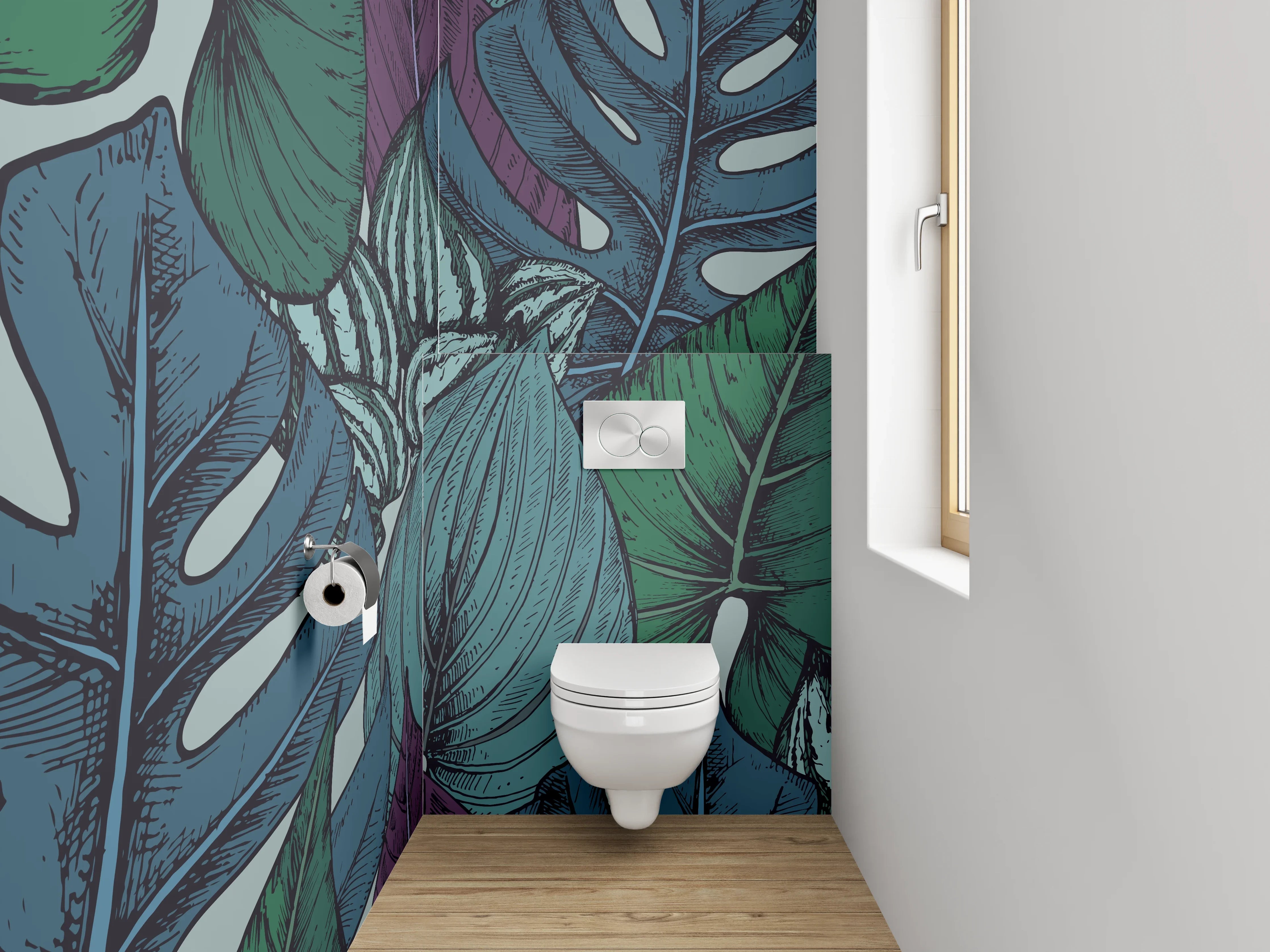 WC-Rückwand - Tropisches Blätter-Design Tapete