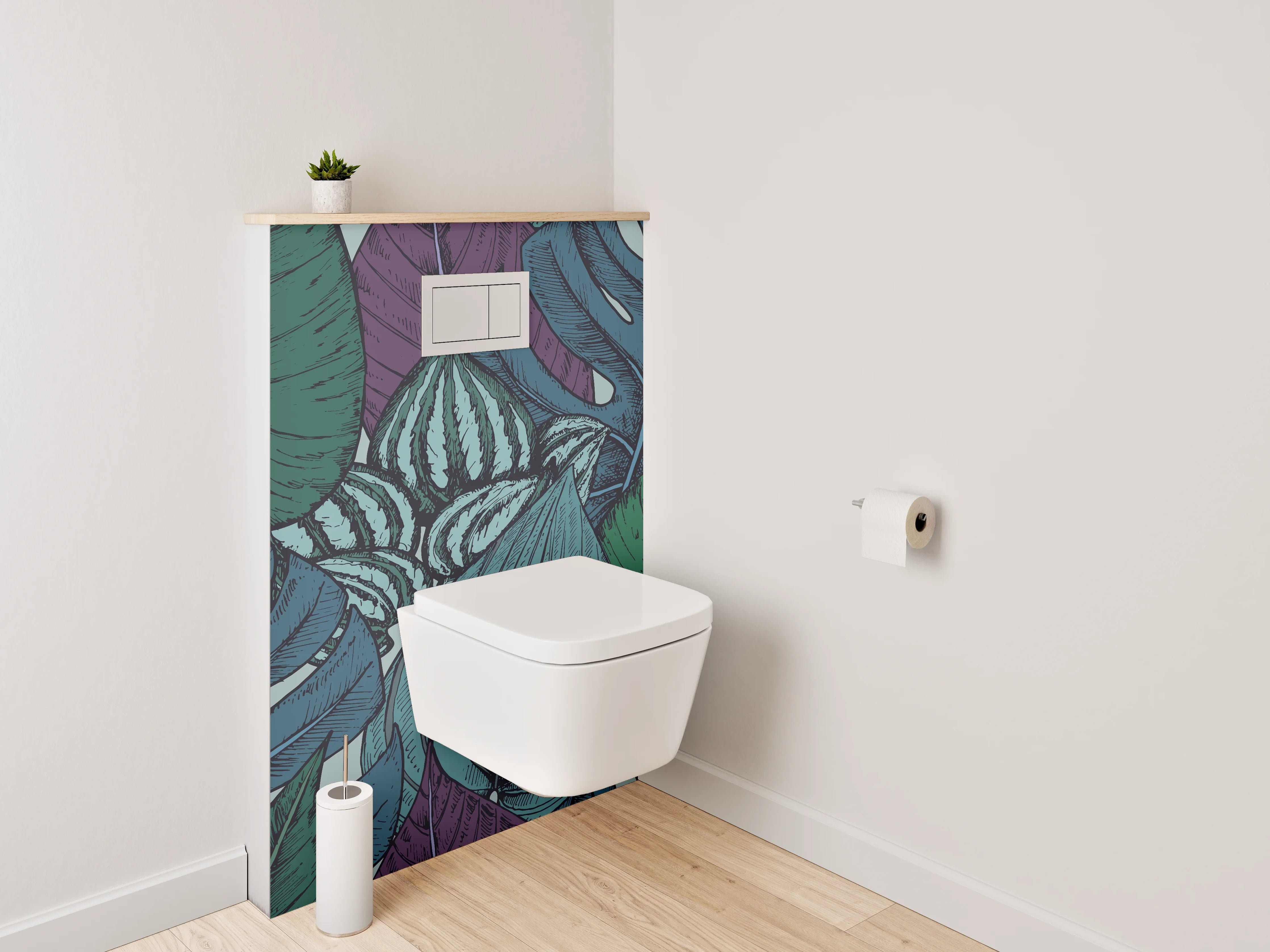 WC-Rückwand - Tropisches Blätter-Design Tapete