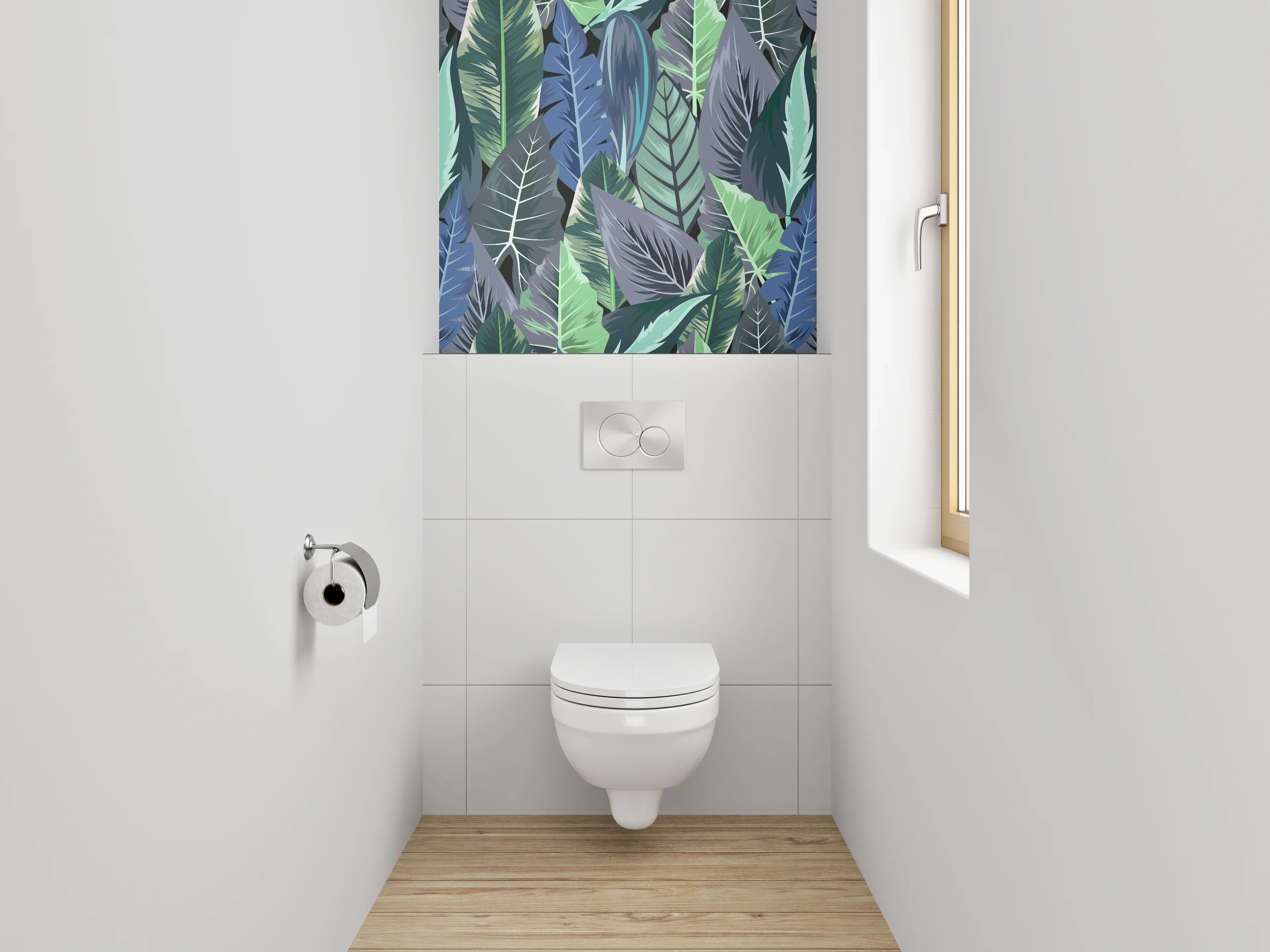 WC-Rückwand - Tropisches Blätter-Muster Illustration