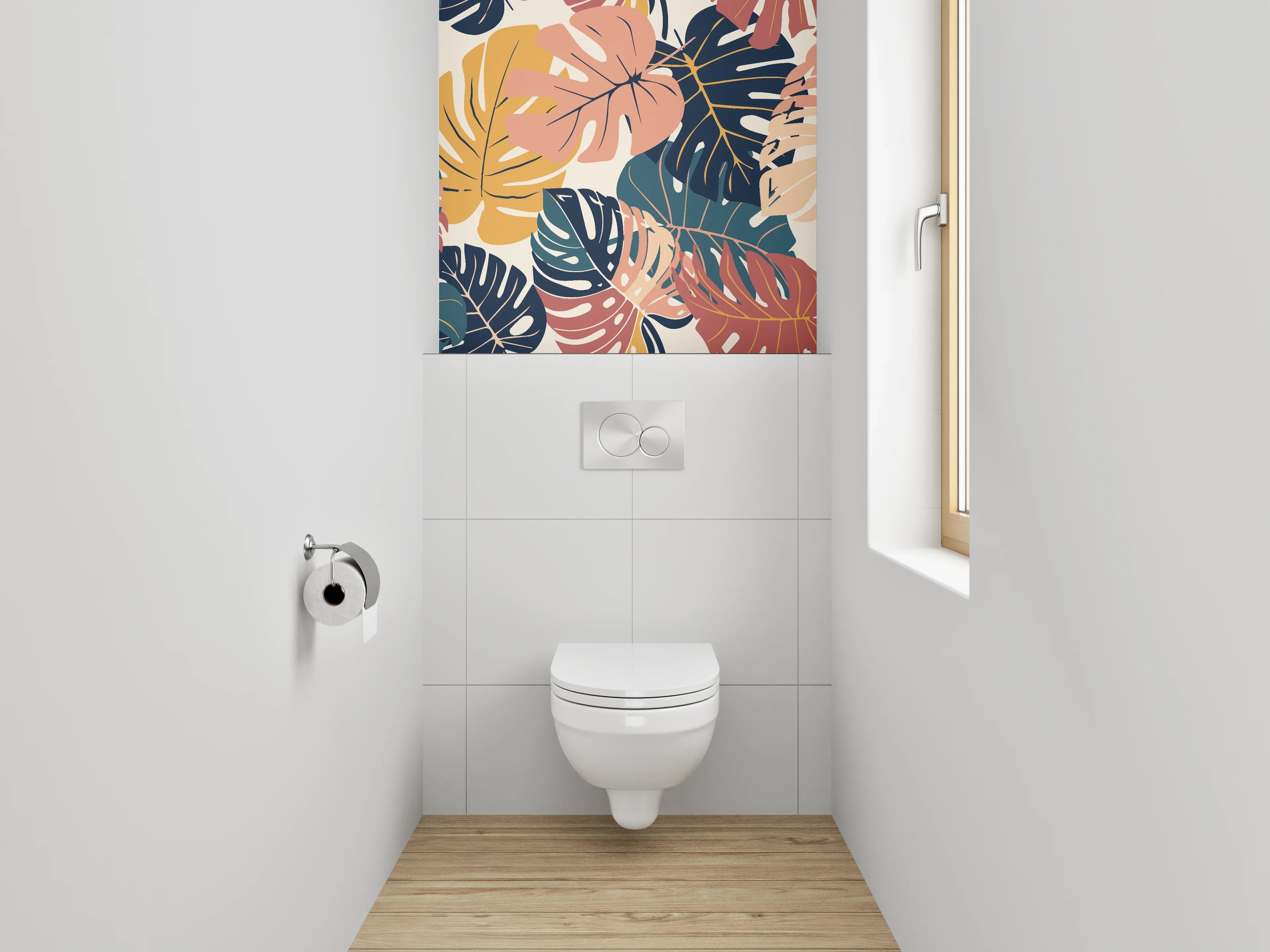 WC-Rückwand - Tropisches Blätter-Muster Modern