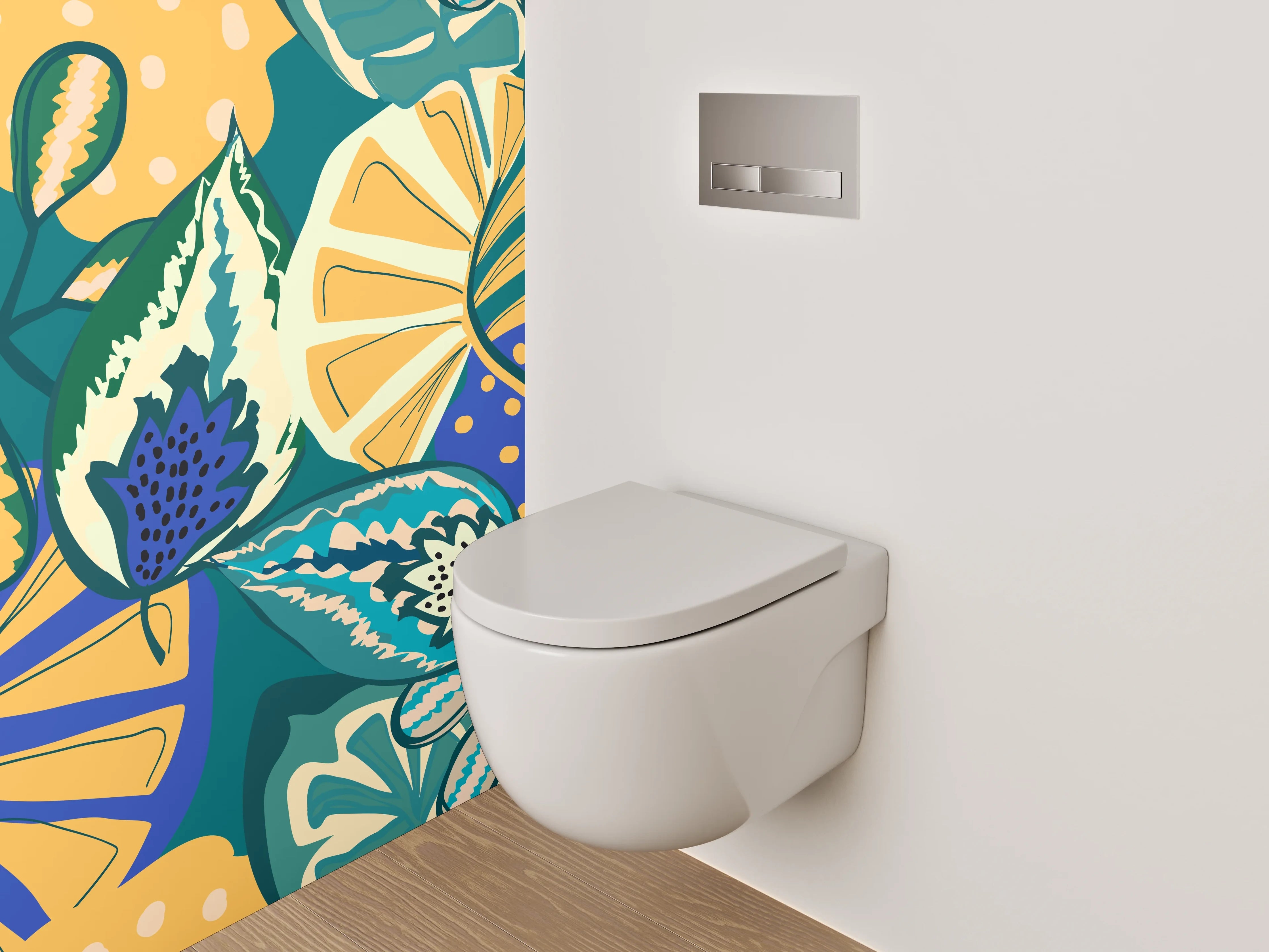 WC-Rückwand - Tropisches Blätter-Muster Retro