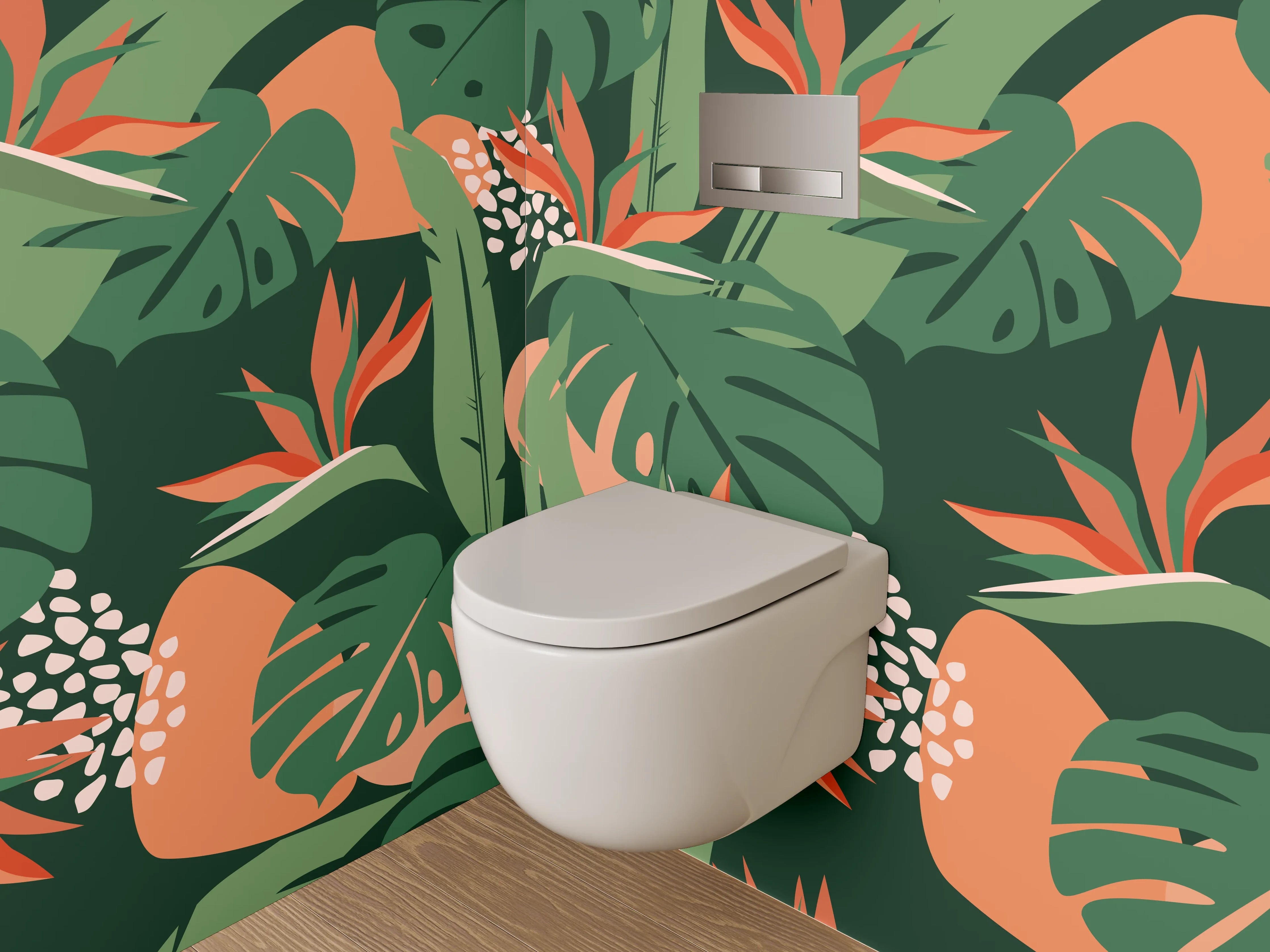 WC-Rückwand - Tropisches Blätter & Blüten Muster