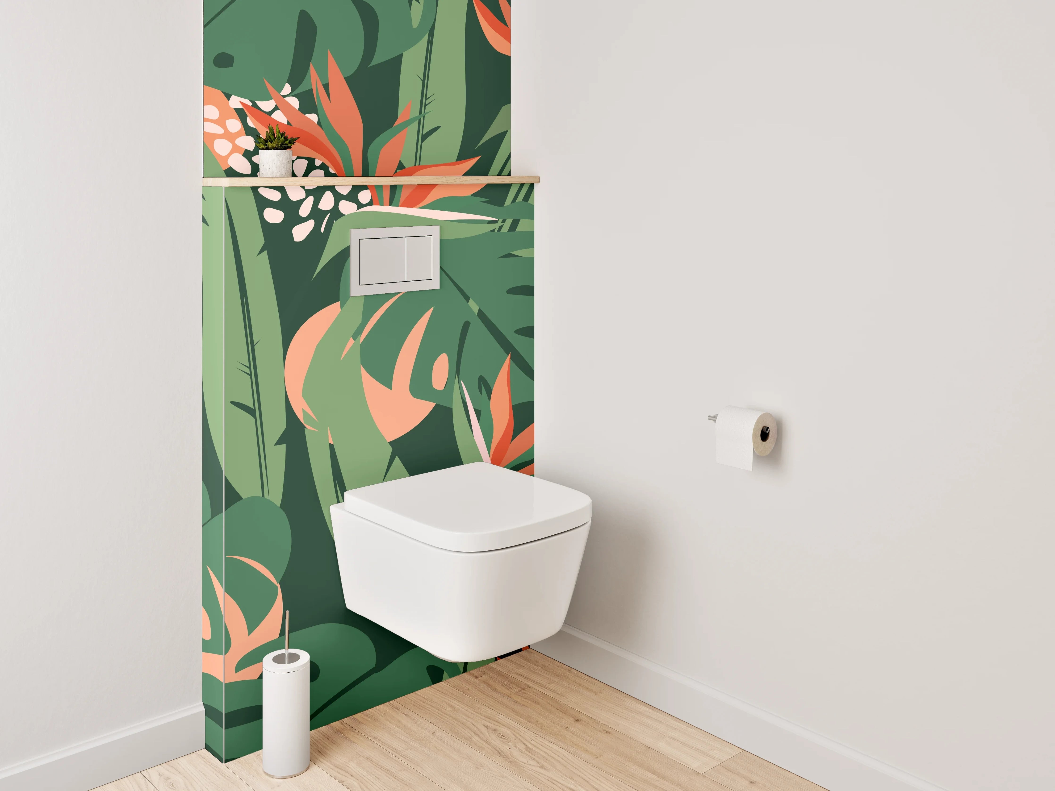 WC-Rückwand - Tropisches Blätter & Blüten Muster