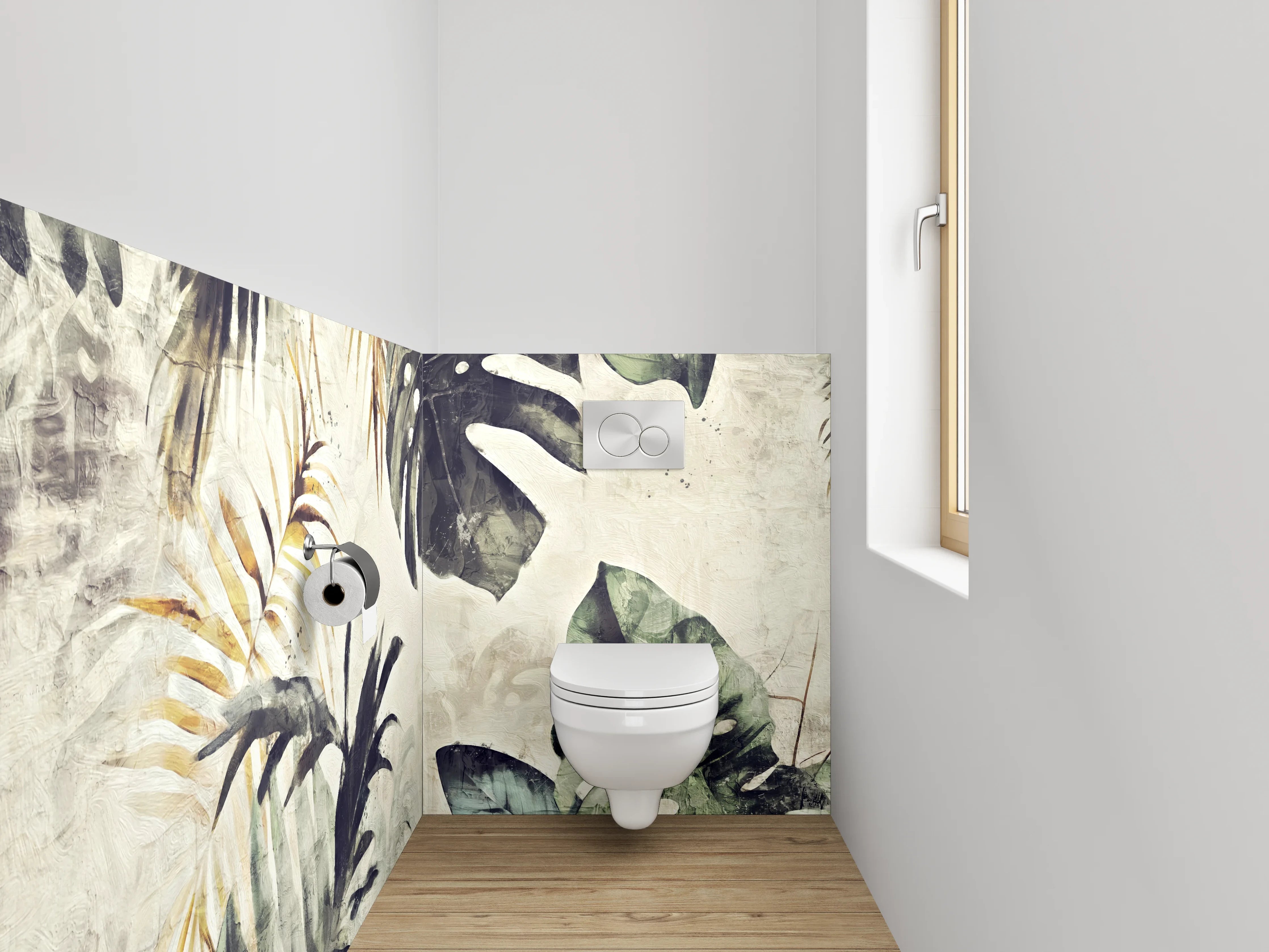 WC-Rückwand - Tropisches Blatt-Aquarell Vintage