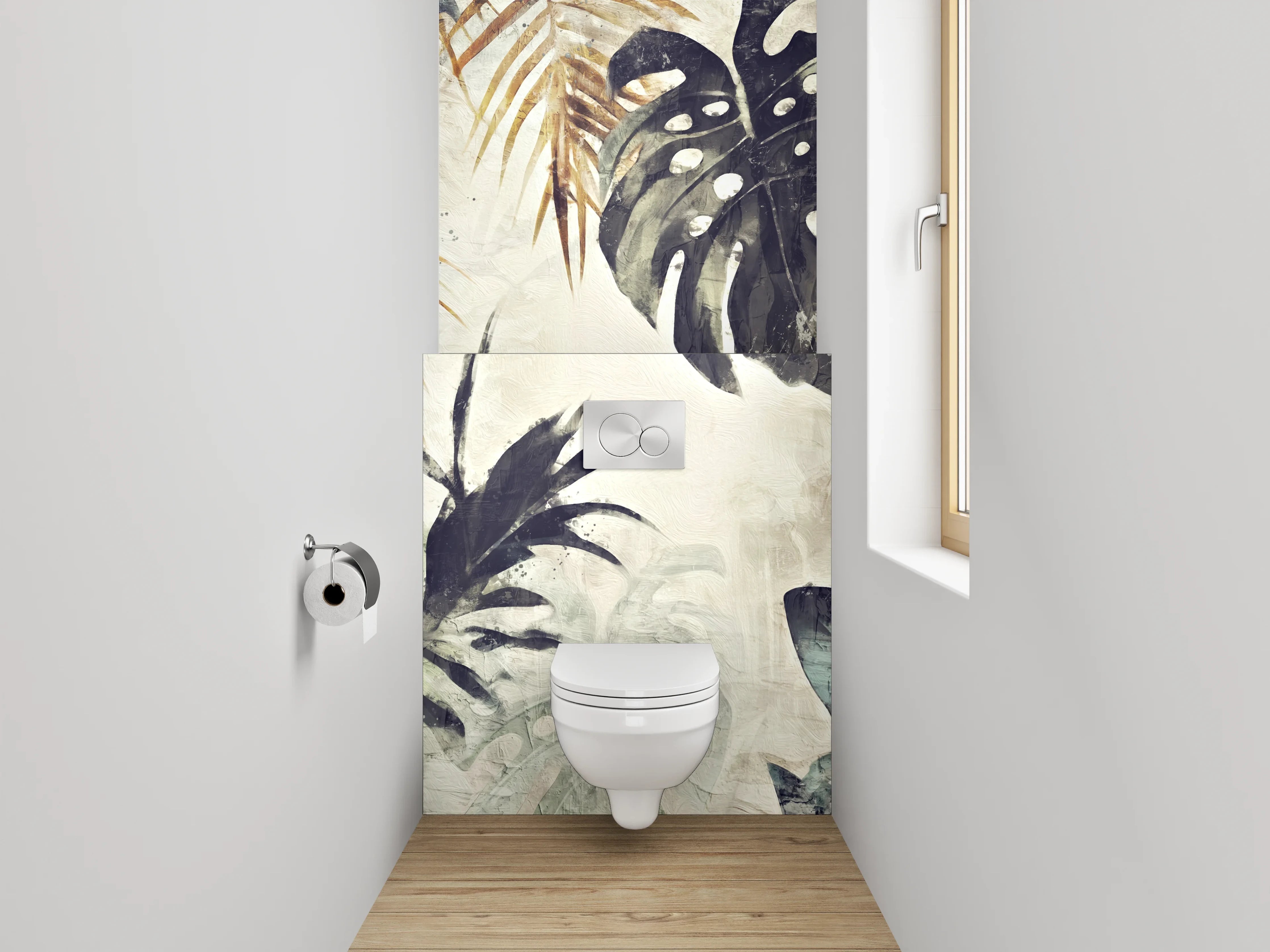 WC-Rückwand - Tropisches Blatt-Aquarell Vintage