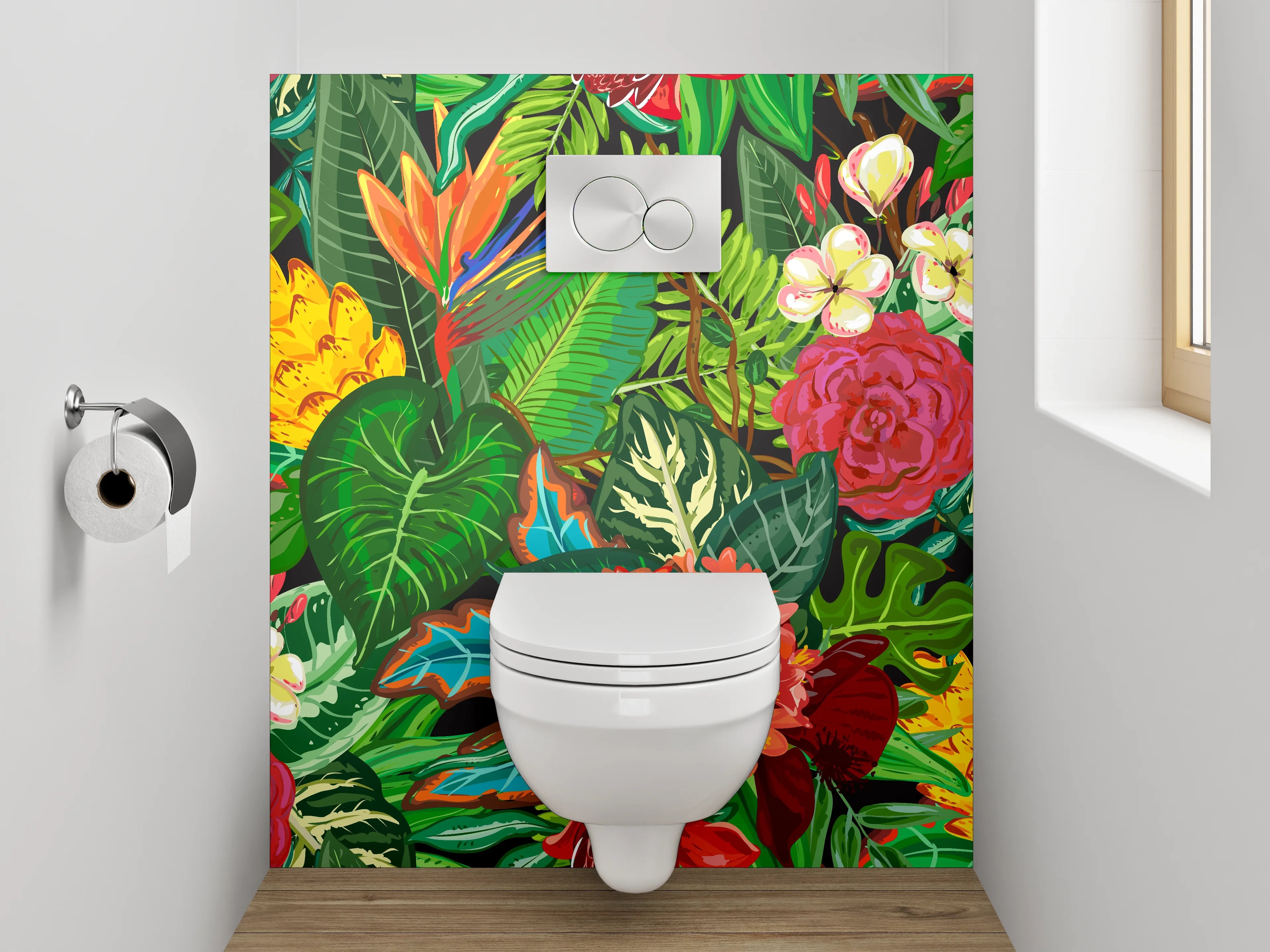 WC-Rückwand - Tropisches Blumenmuster Dschungel Stil