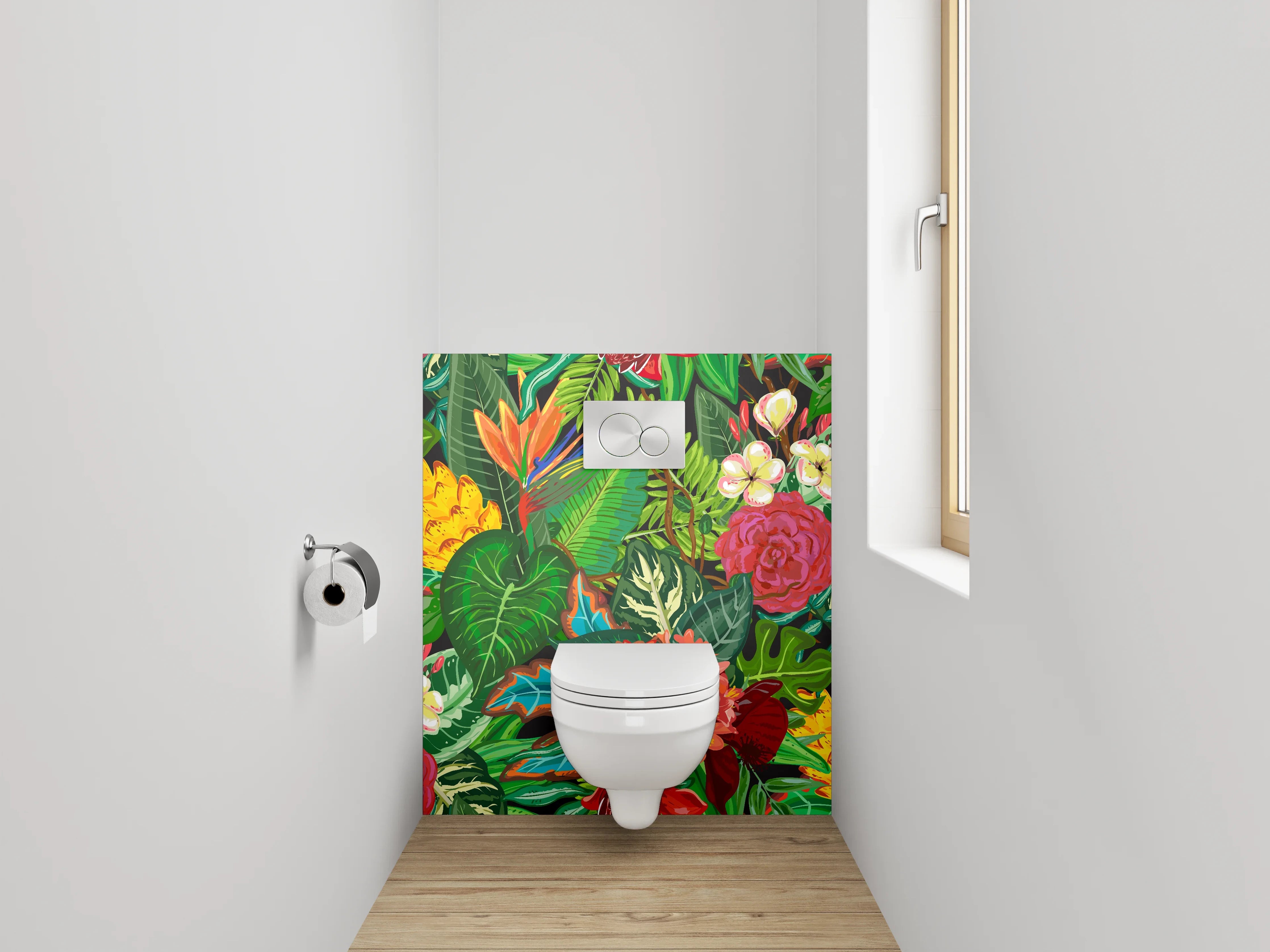 WC-Rückwand - Tropisches Blumenmuster Dschungel Stil