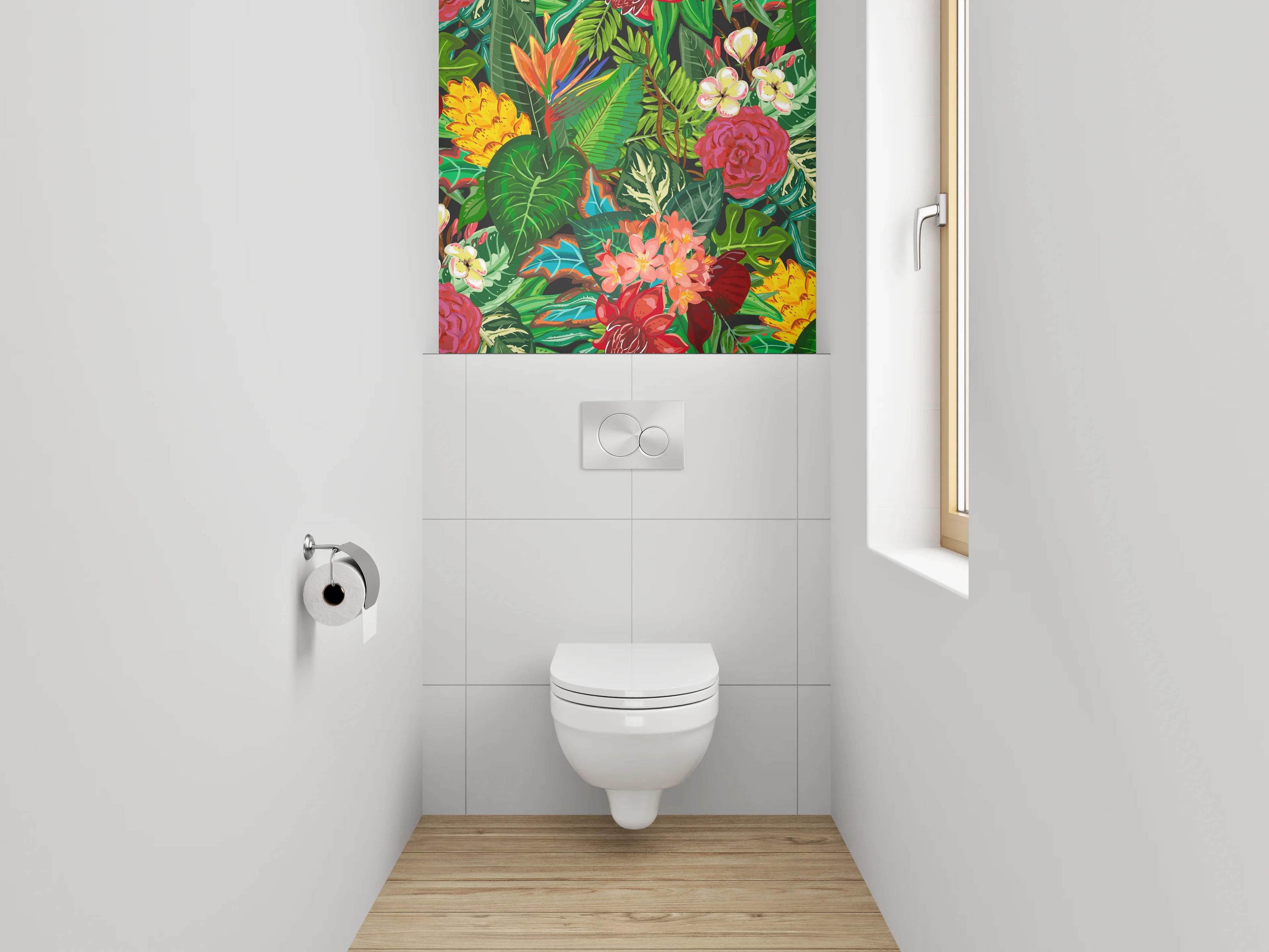 WC-Rückwand - Tropisches Blumenmuster Dschungel Stil