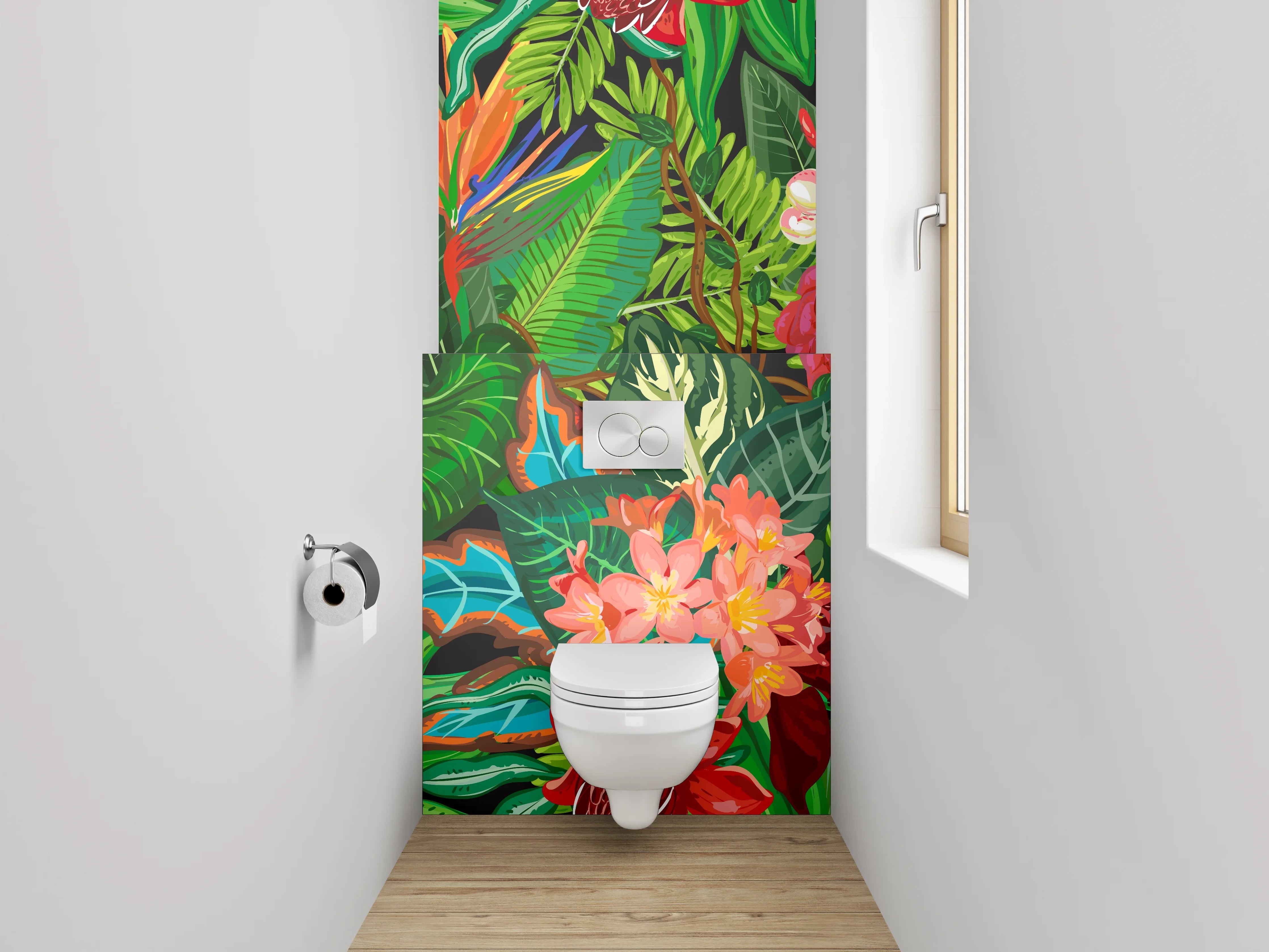 WC-Rückwand - Tropisches Blumenmuster Dschungel Stil