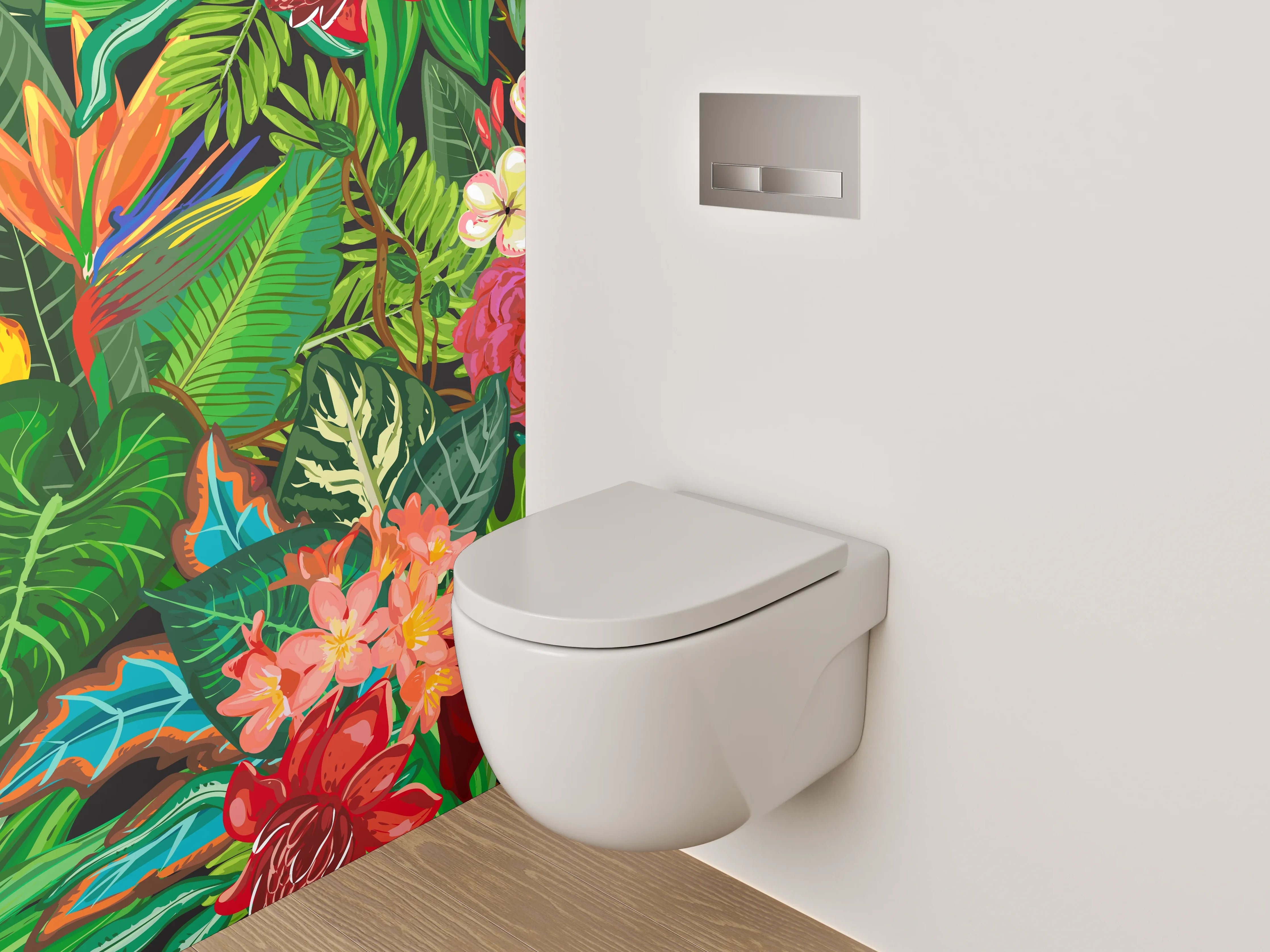 WC-Rückwand - Tropisches Blumenmuster Dschungel Stil