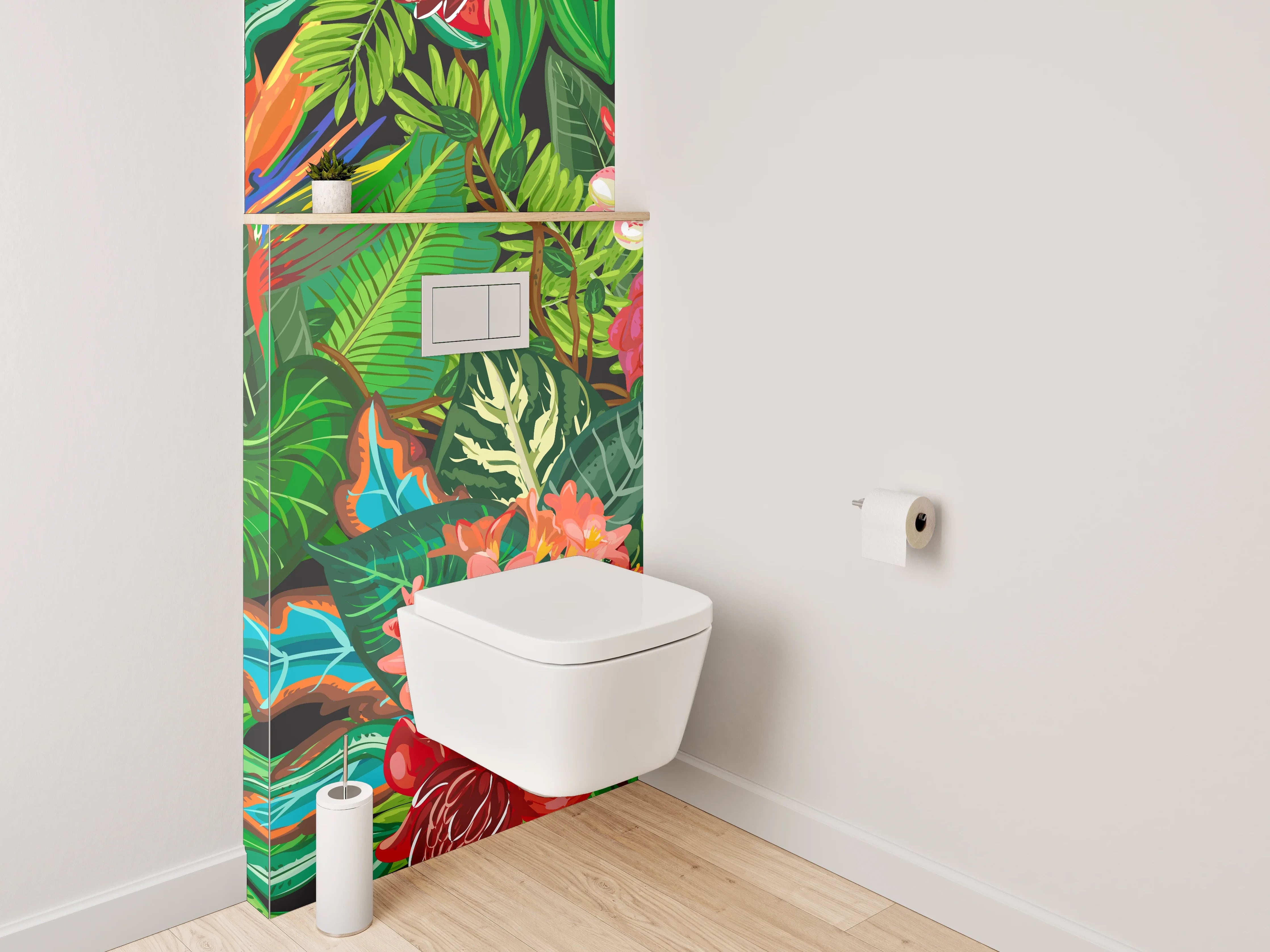 WC-Rückwand - Tropisches Blumenmuster Dschungel Stil