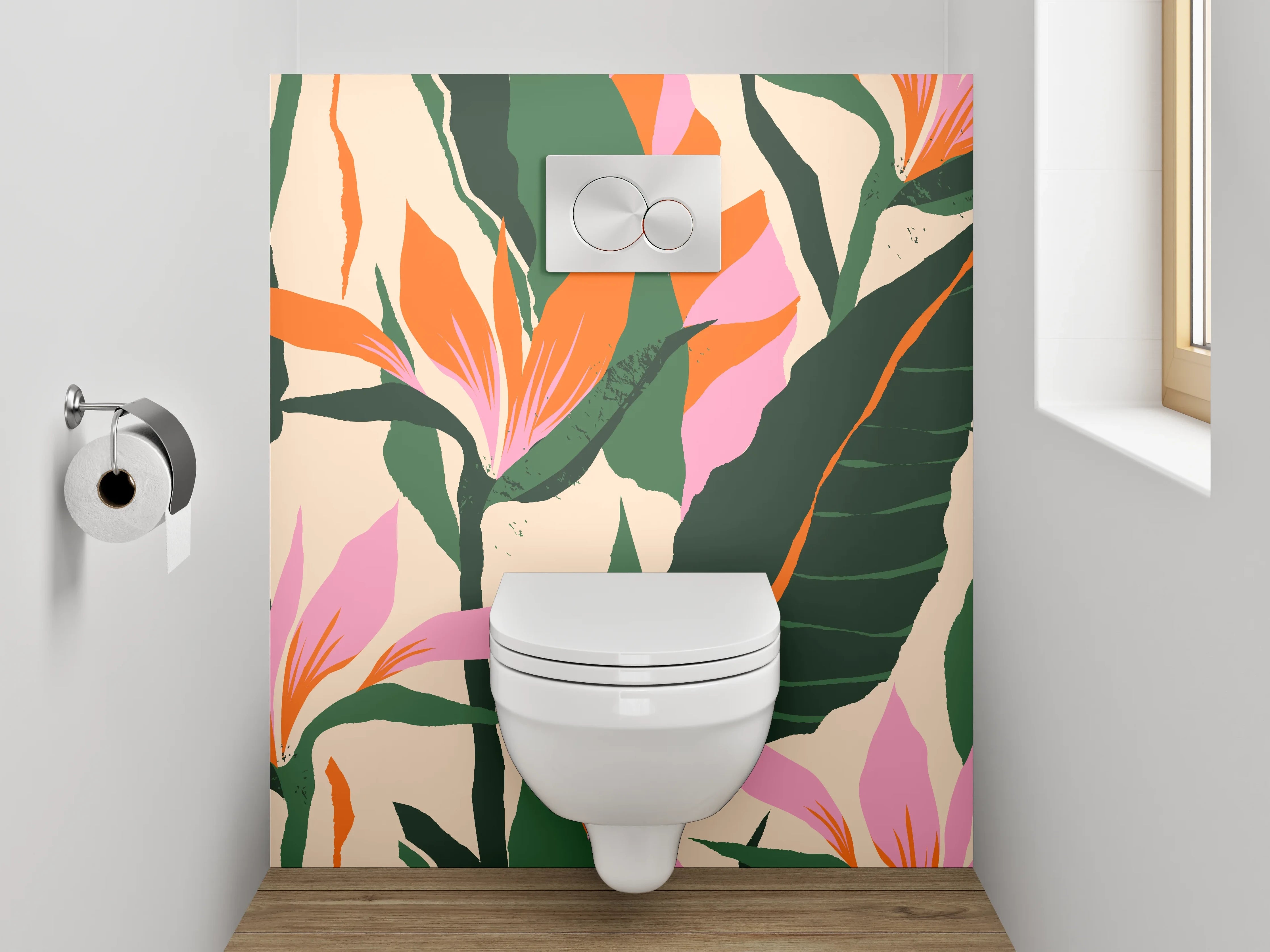 WC-Rückwand - Tropisches Blumenmuster Exotik Design