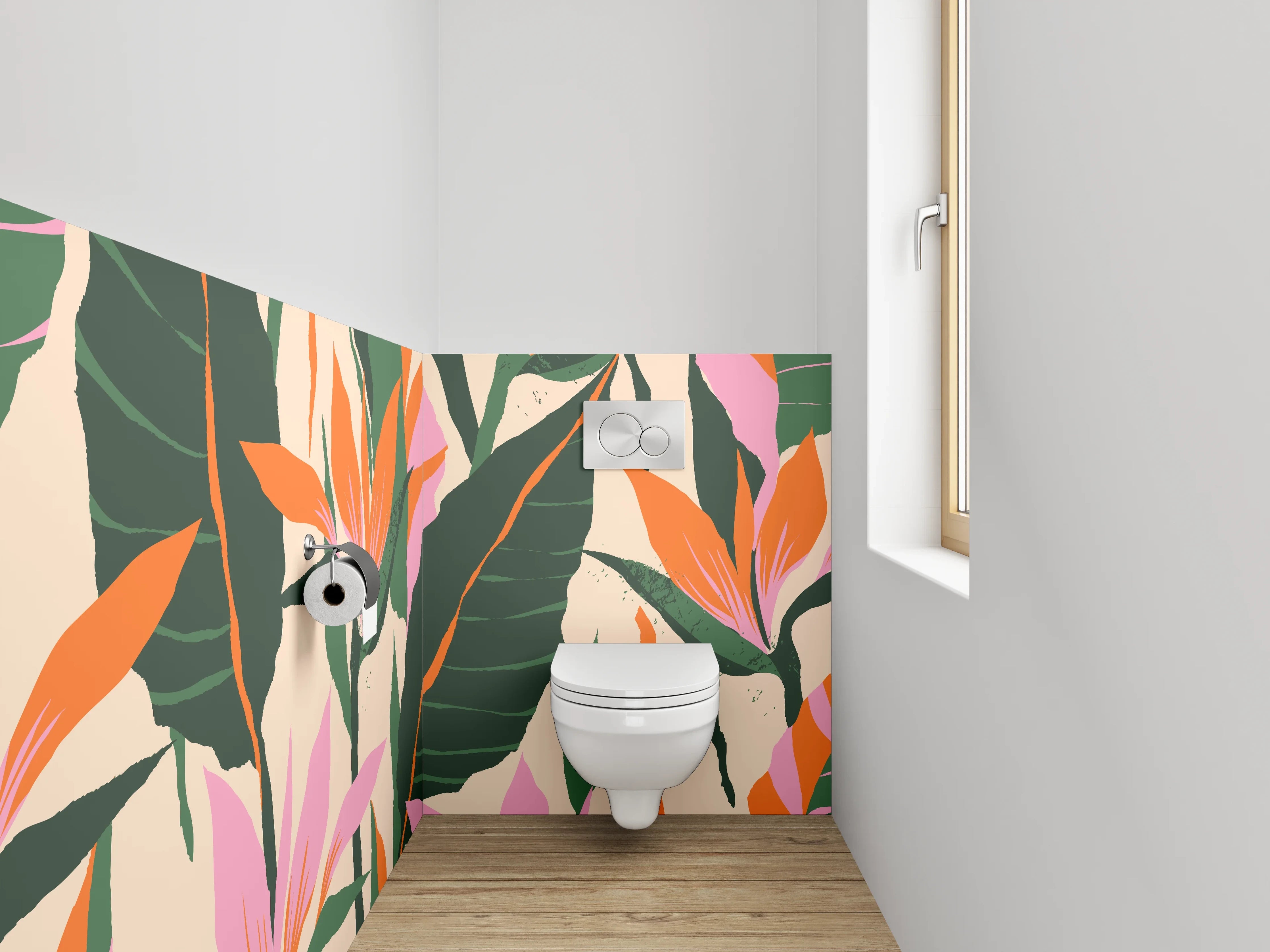 WC-Rückwand - Tropisches Blumenmuster Exotik Design