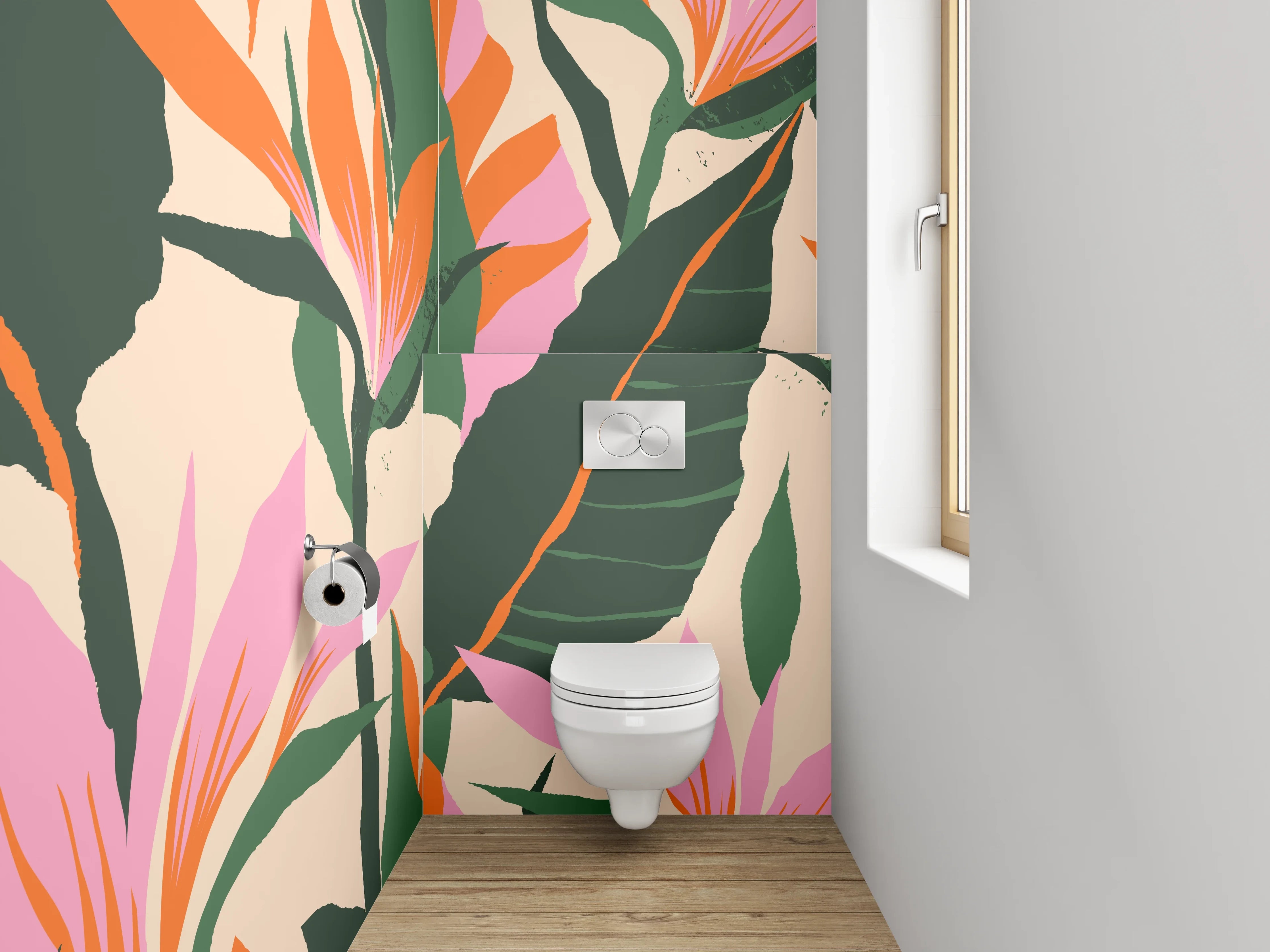 WC-Rückwand - Tropisches Blumenmuster Exotik Design
