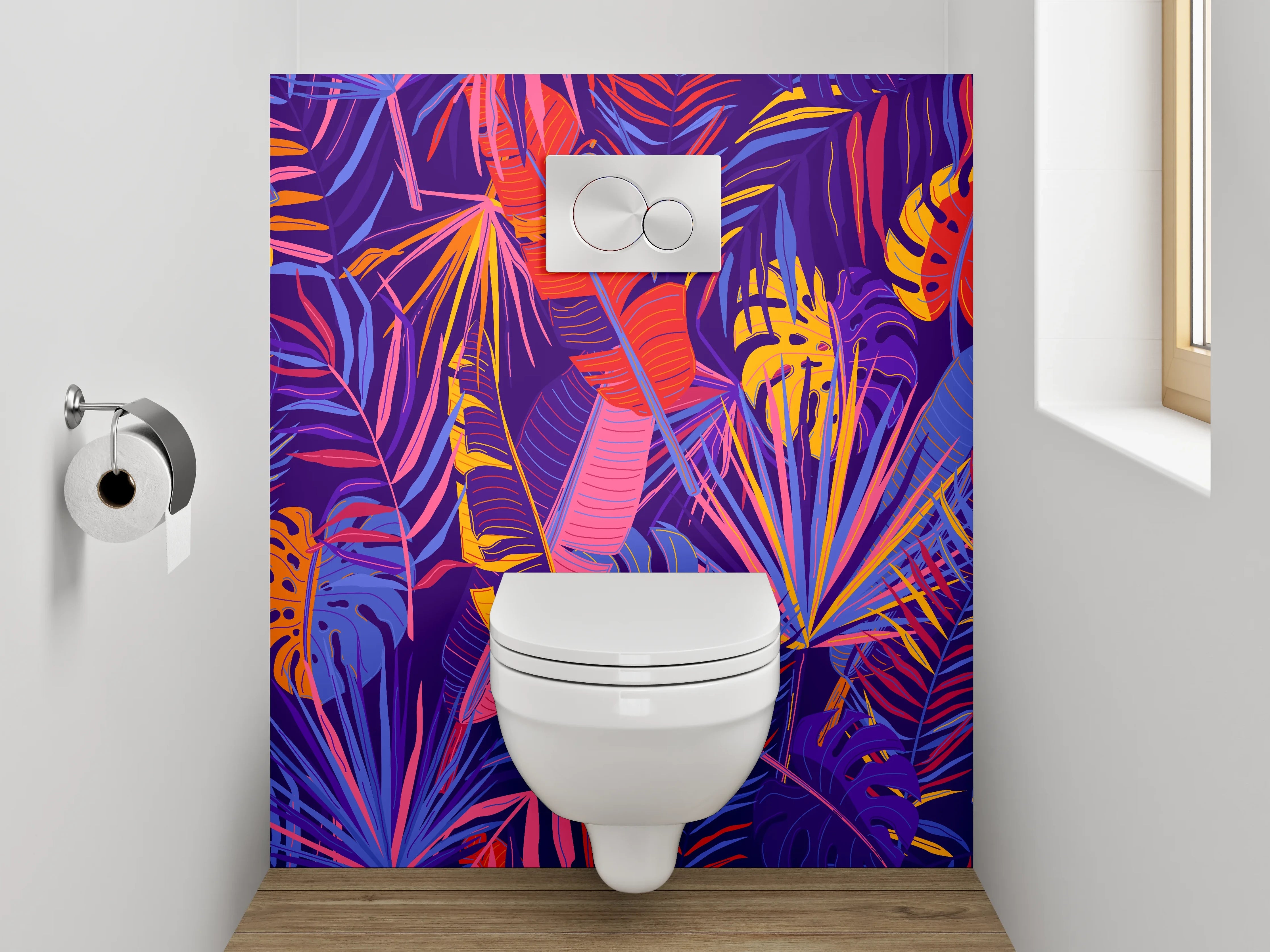 WC-Rückwand - Tropisches Dschungel-Muster Bunt