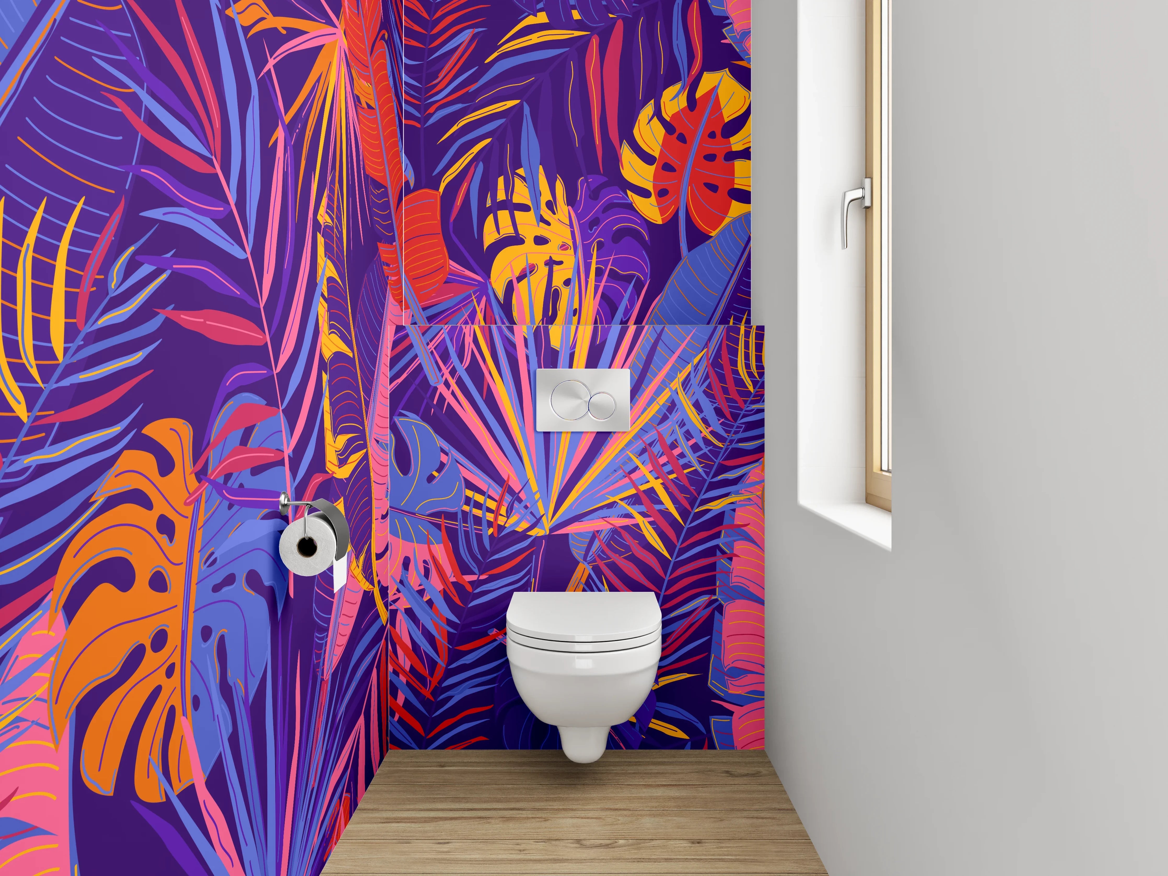 WC-Rückwand - Tropisches Dschungel-Muster Bunt