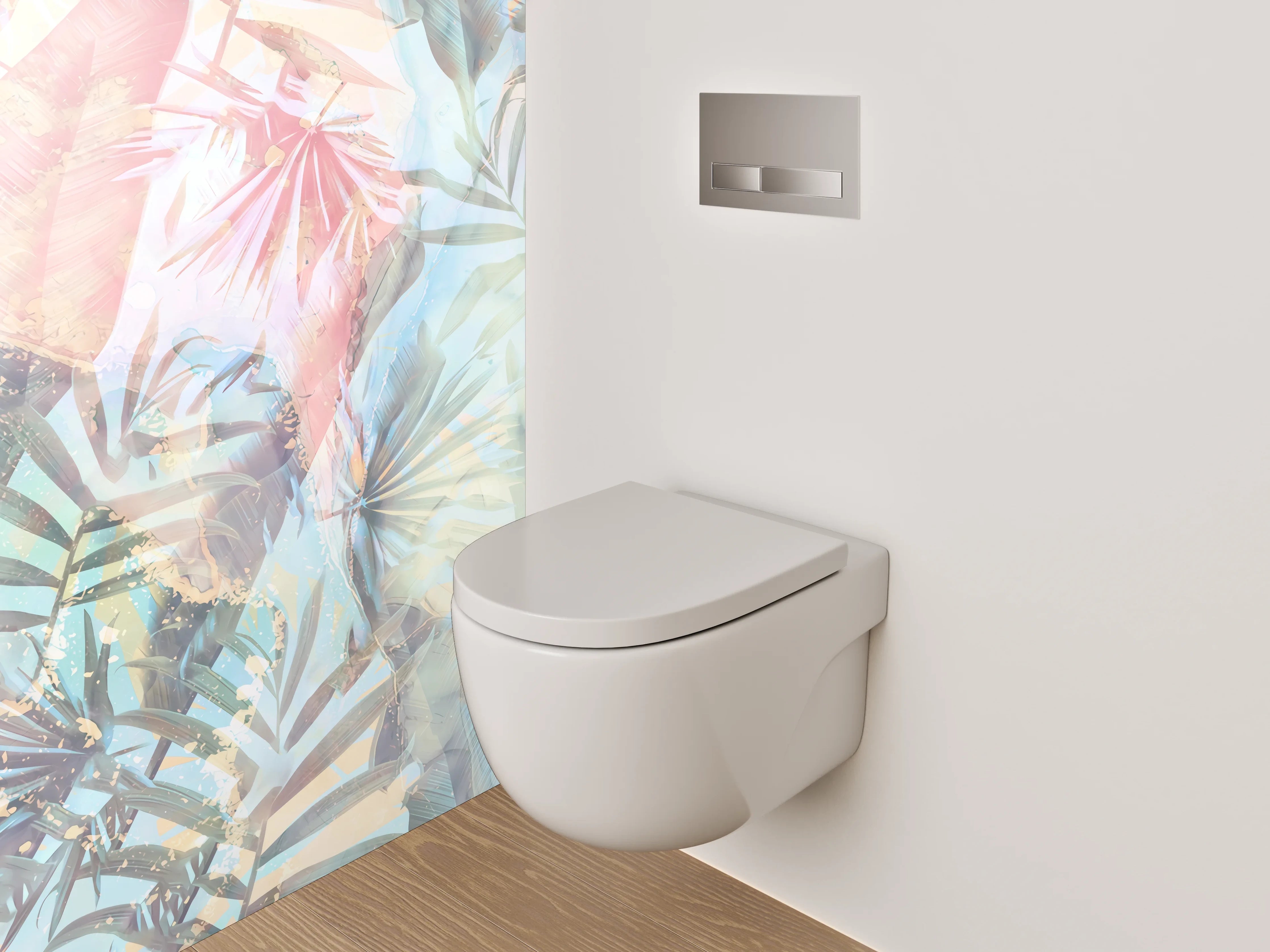 WC-Rückwand - Tropisches Palmenmuster Pastell Design